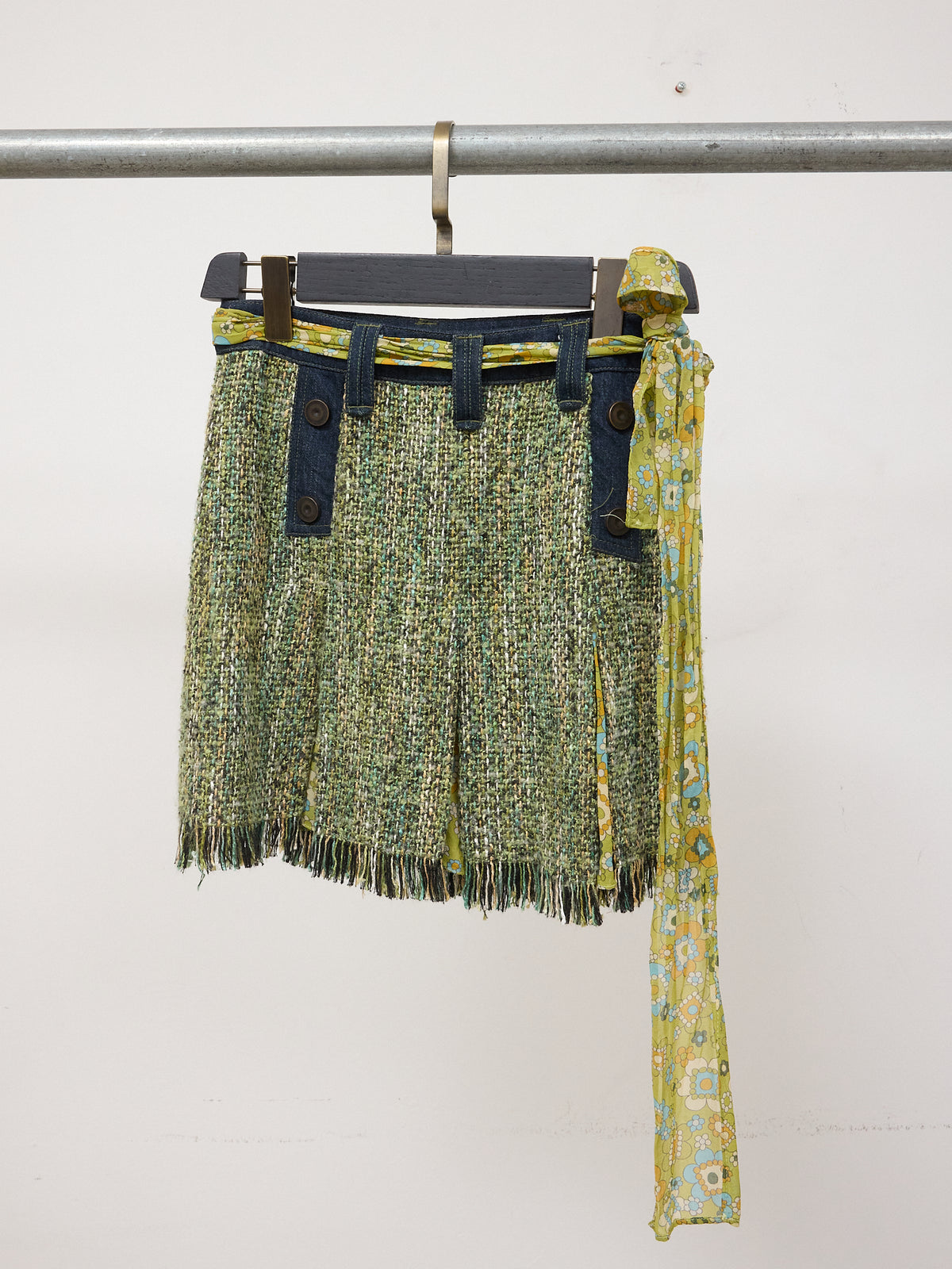 Dolce & Gabbana Knitted Denim Scarf Mini Skirt
