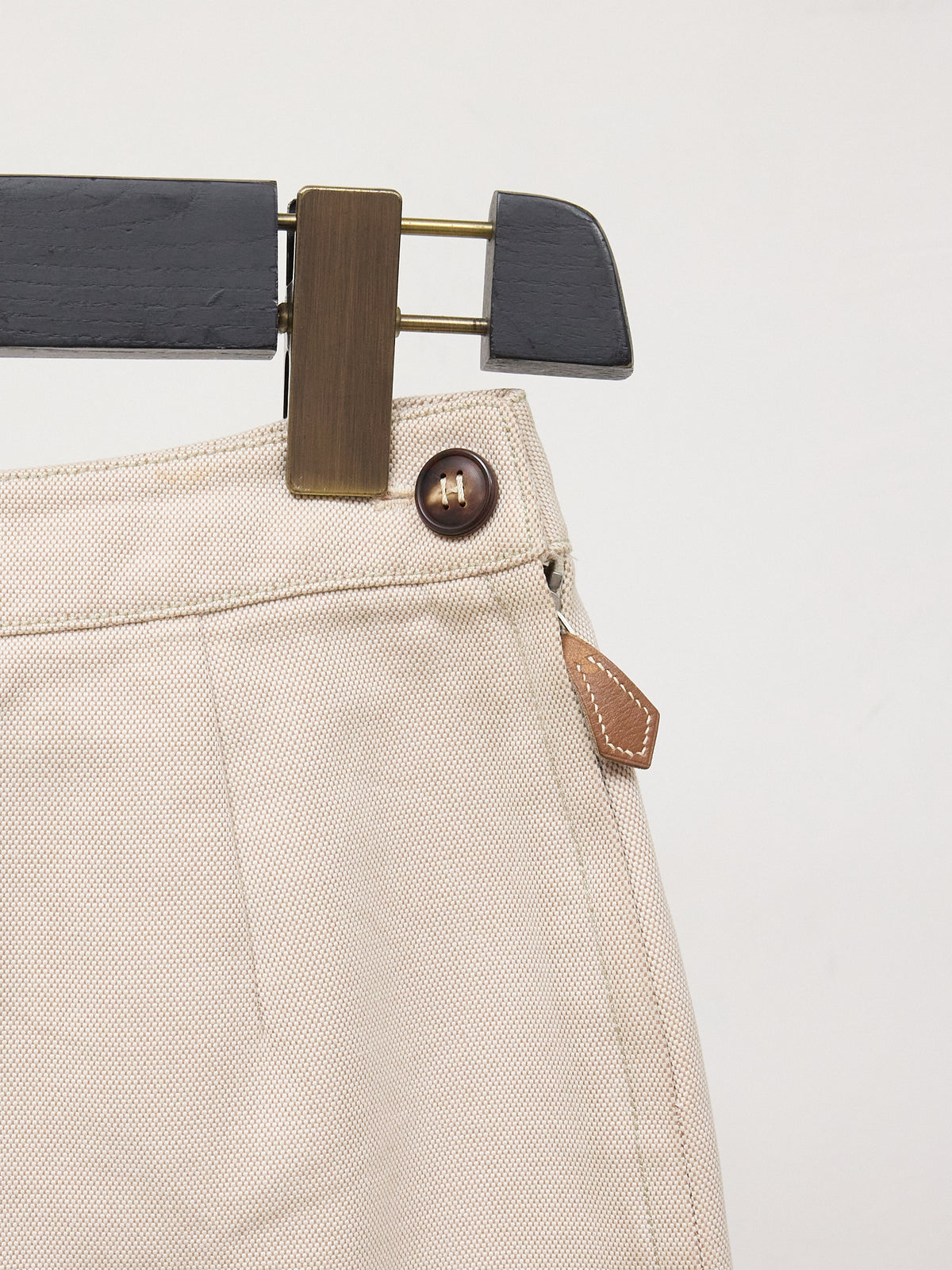 Hermes Ivory Cotton Knee Length Straight Pencil Skirt