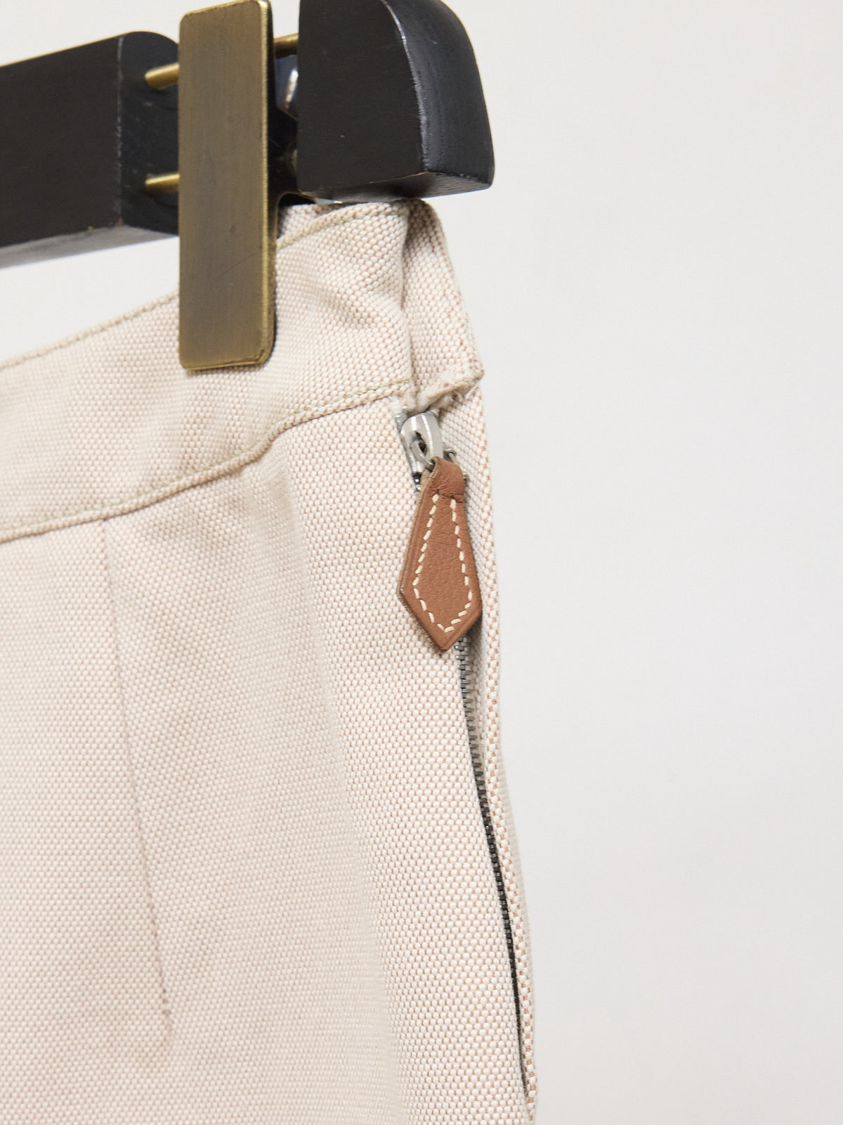 Hermes Ivory Cotton Knee Length Straight Pencil Skirt