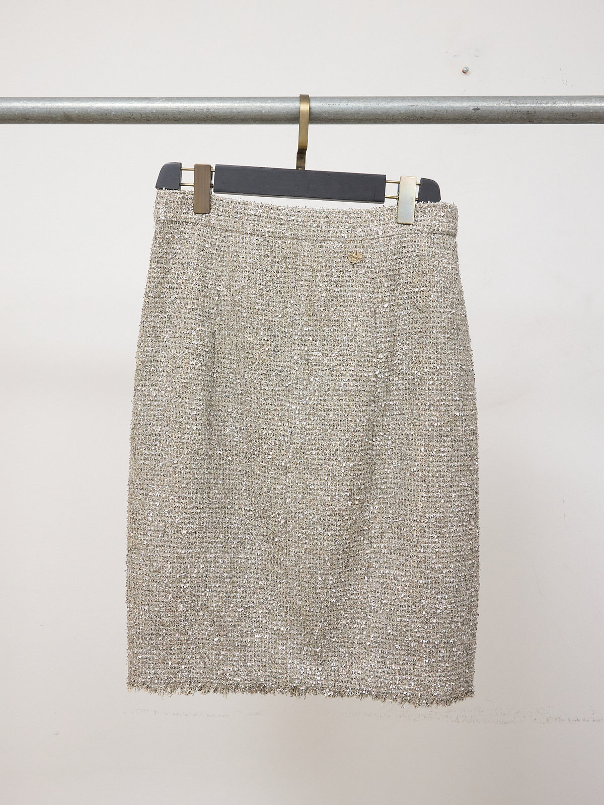 Chanel Metallic Cotton Blend Skirt in Silver