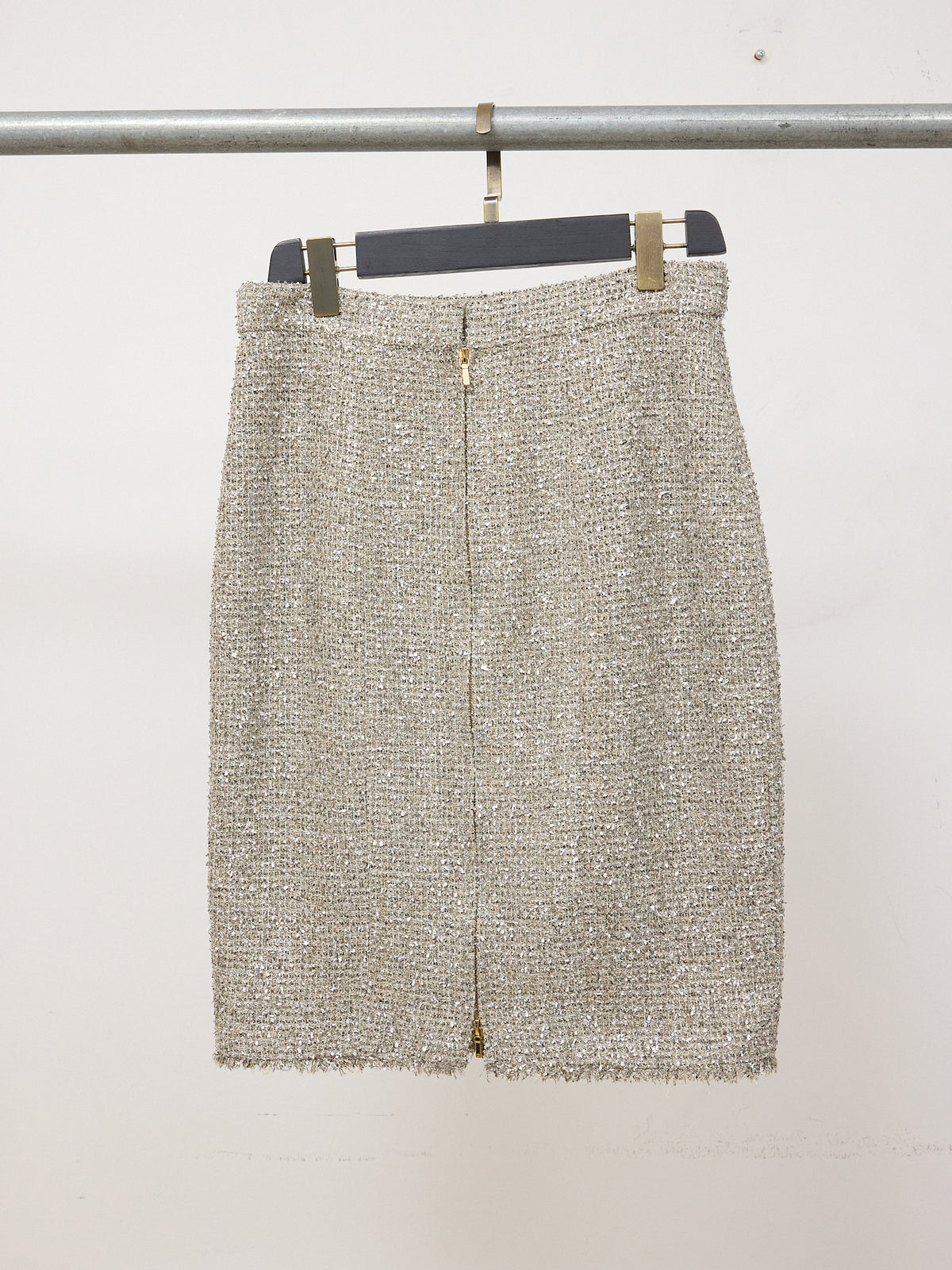Chanel Metallic Cotton Blend Skirt in Silver