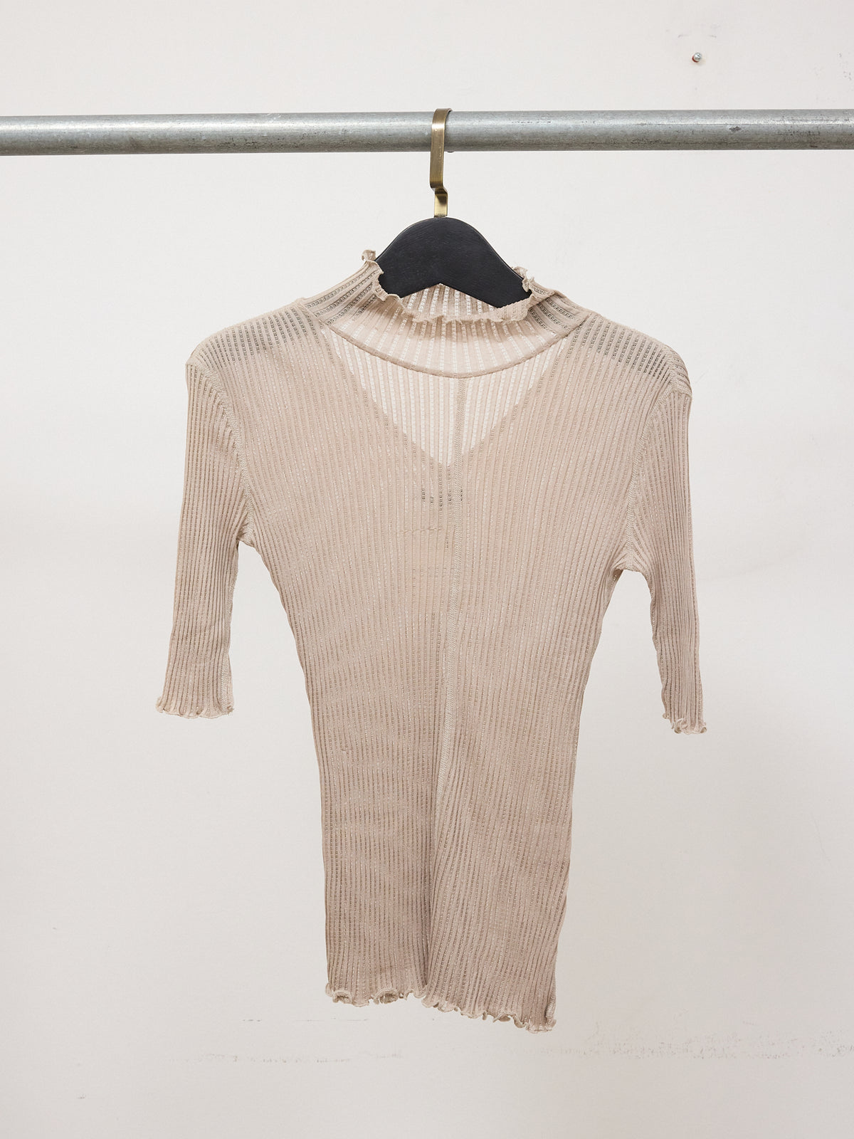 Christian Dada Nude Mesh Long Sleeve Top