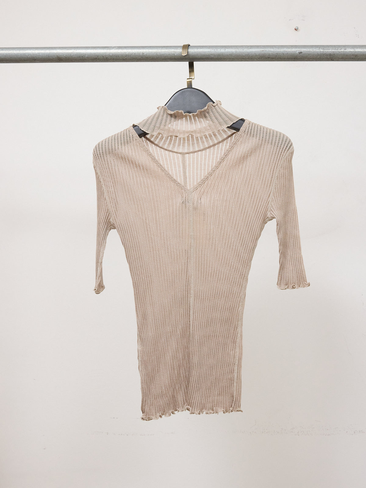 Christian Dada Nude Mesh Long Sleeve Top