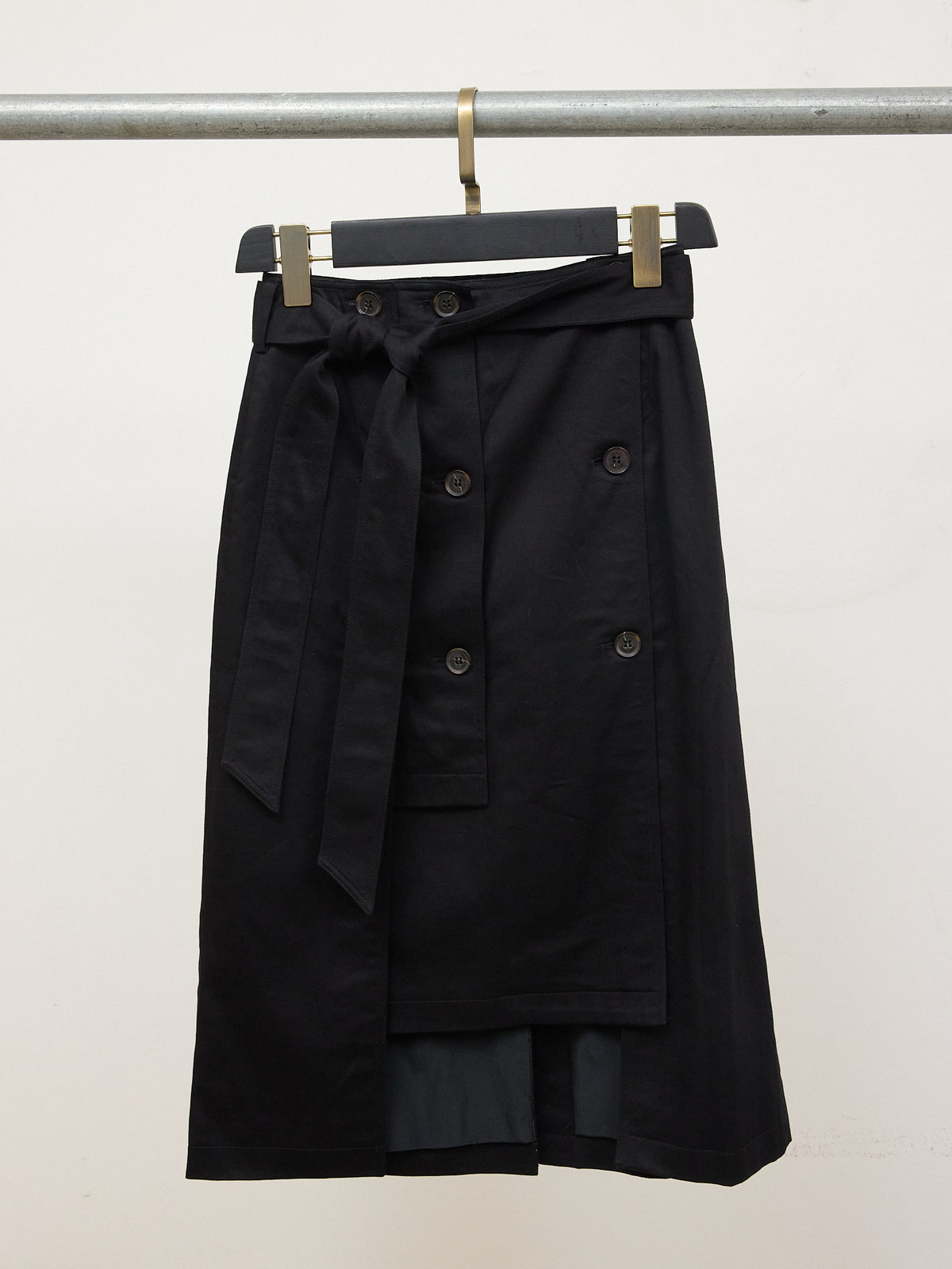 Rokh Long Layer Panel Trench Skirt in Black