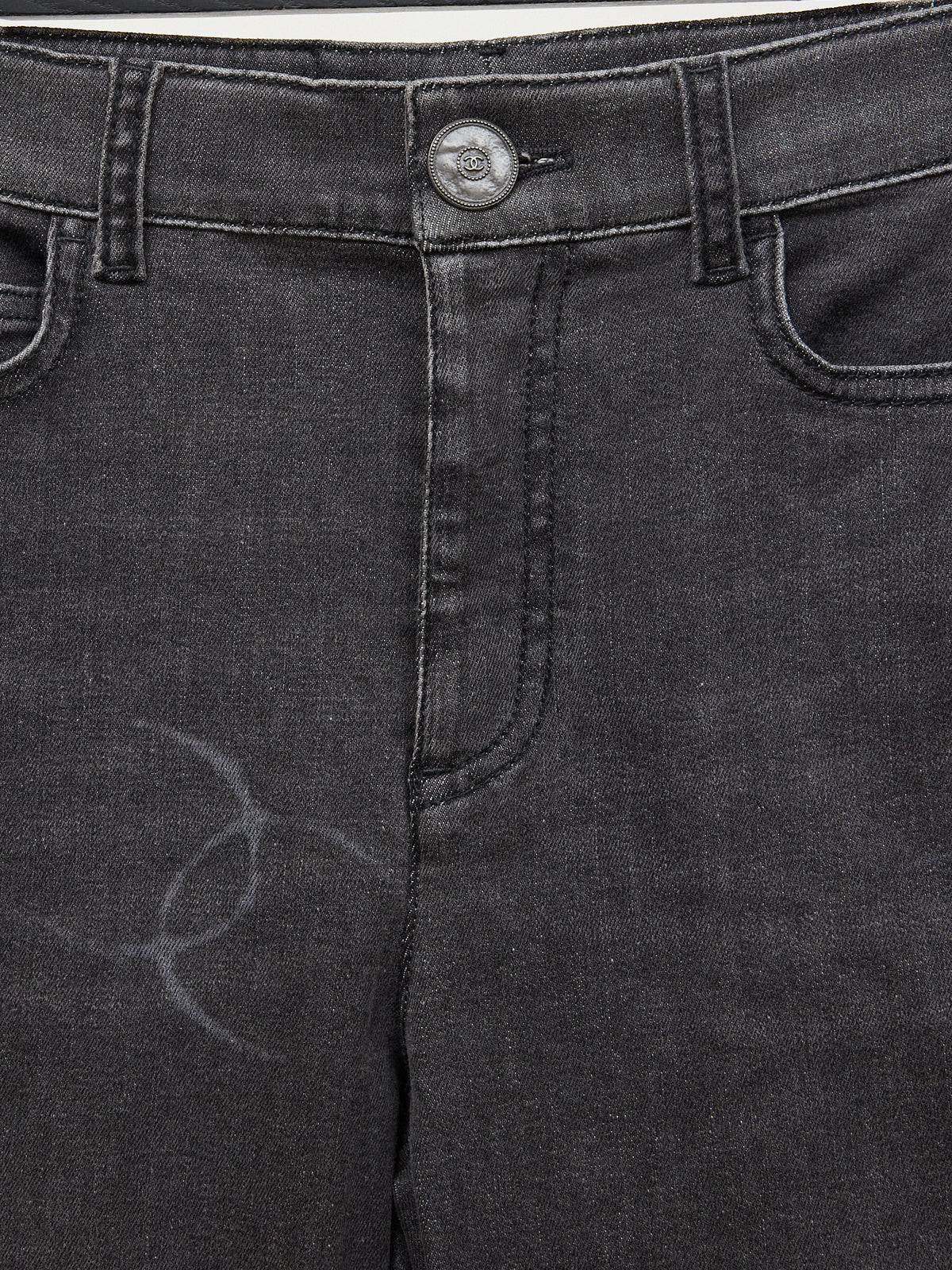 Chanel CC Logo Grey Skinny Jeans