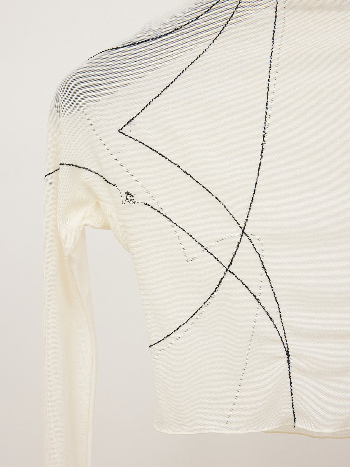 Hyein Seo Mesh Off-white Black Line Top