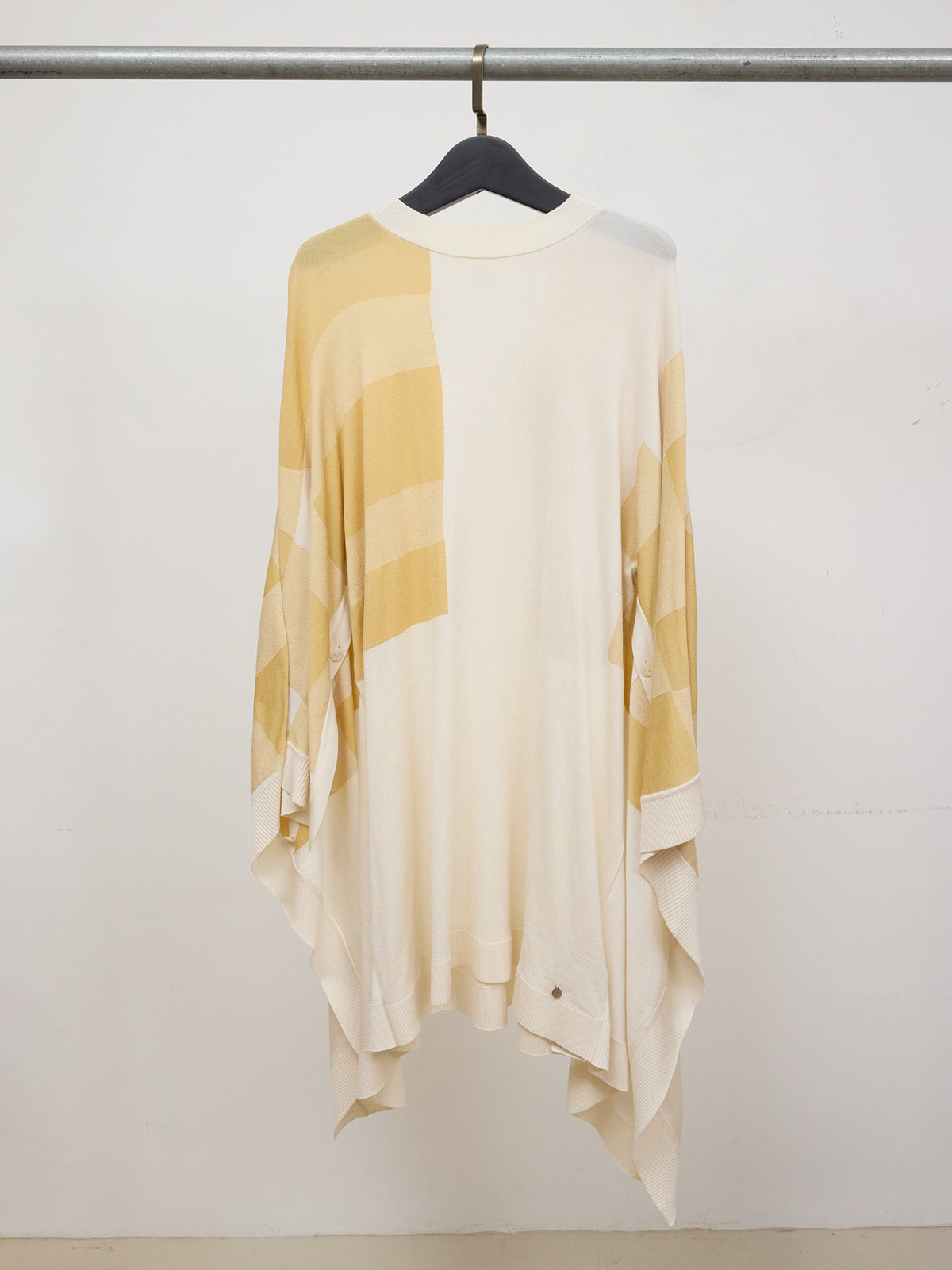 Hermes Gingham Squares High-Collar Poncho Pullover