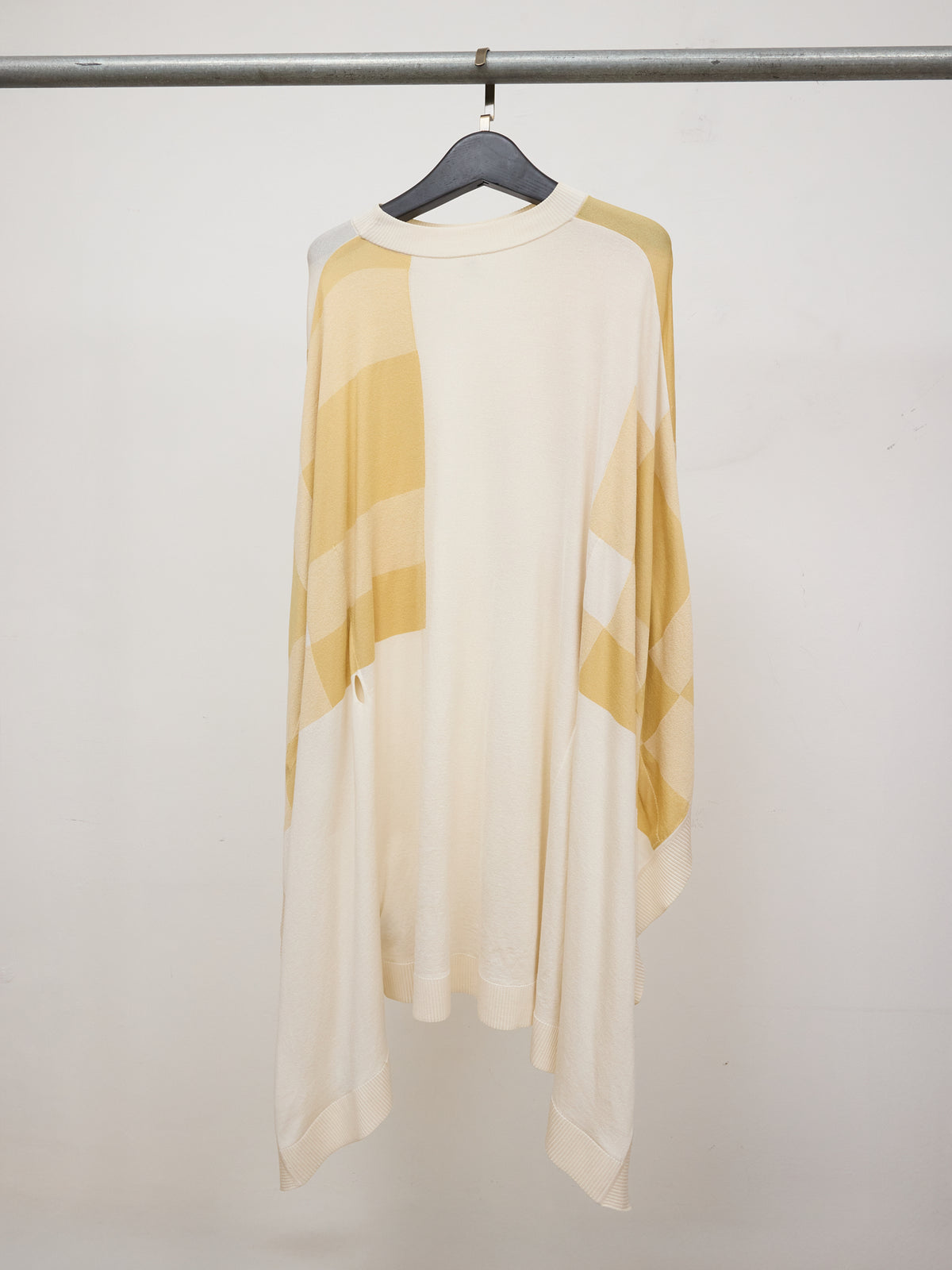 Hermes Gingham Squares High-Collar Poncho Pullover