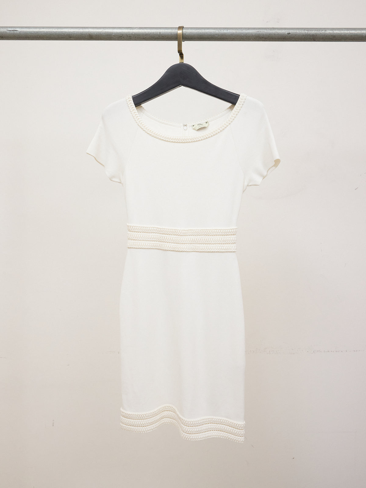 Fendi White Viscose Dress with Pleated Details
