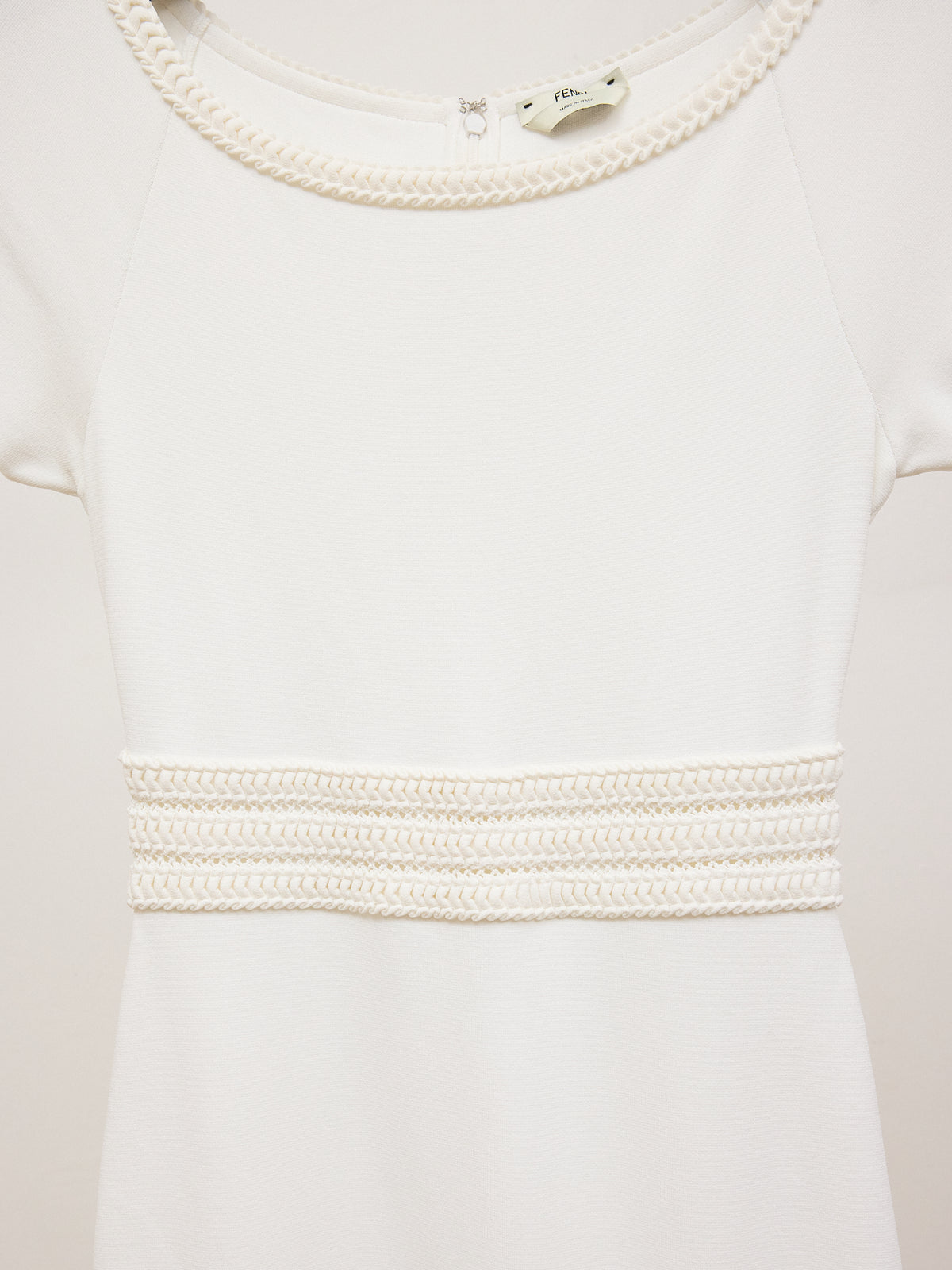 Fendi White Viscose Dress with Pleated Details