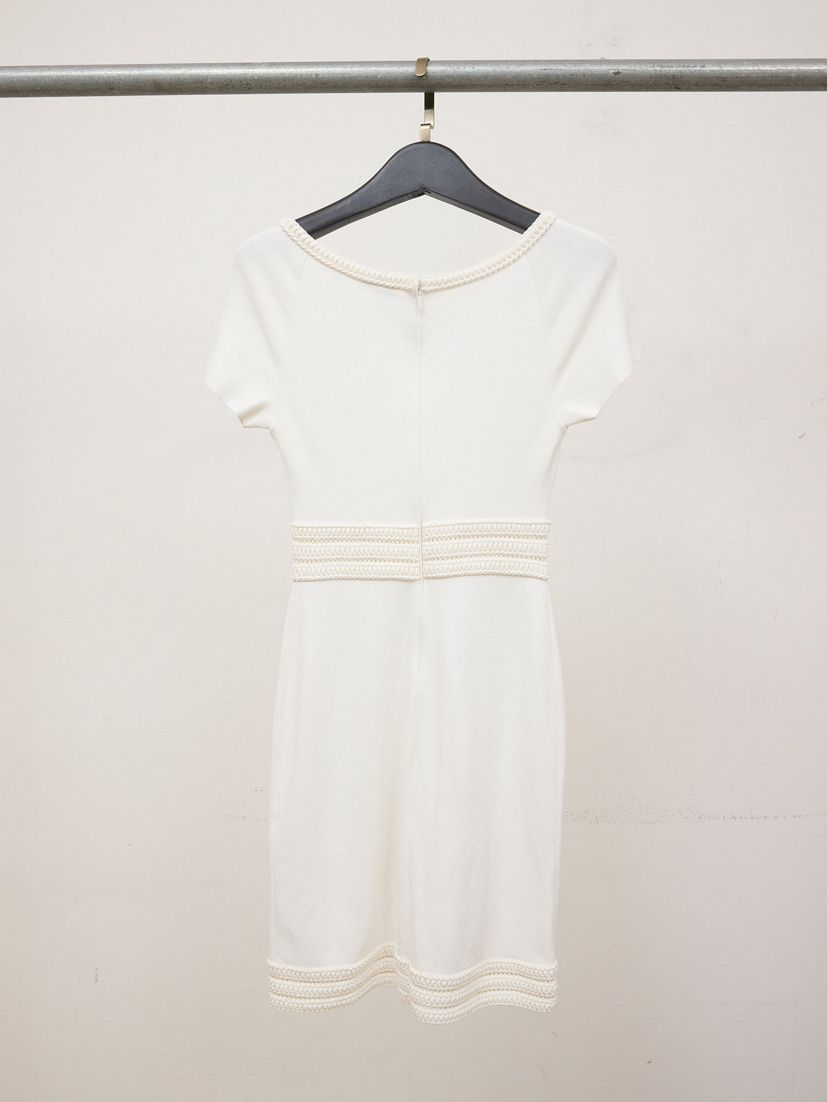Fendi White Viscose Dress with Pleated Details