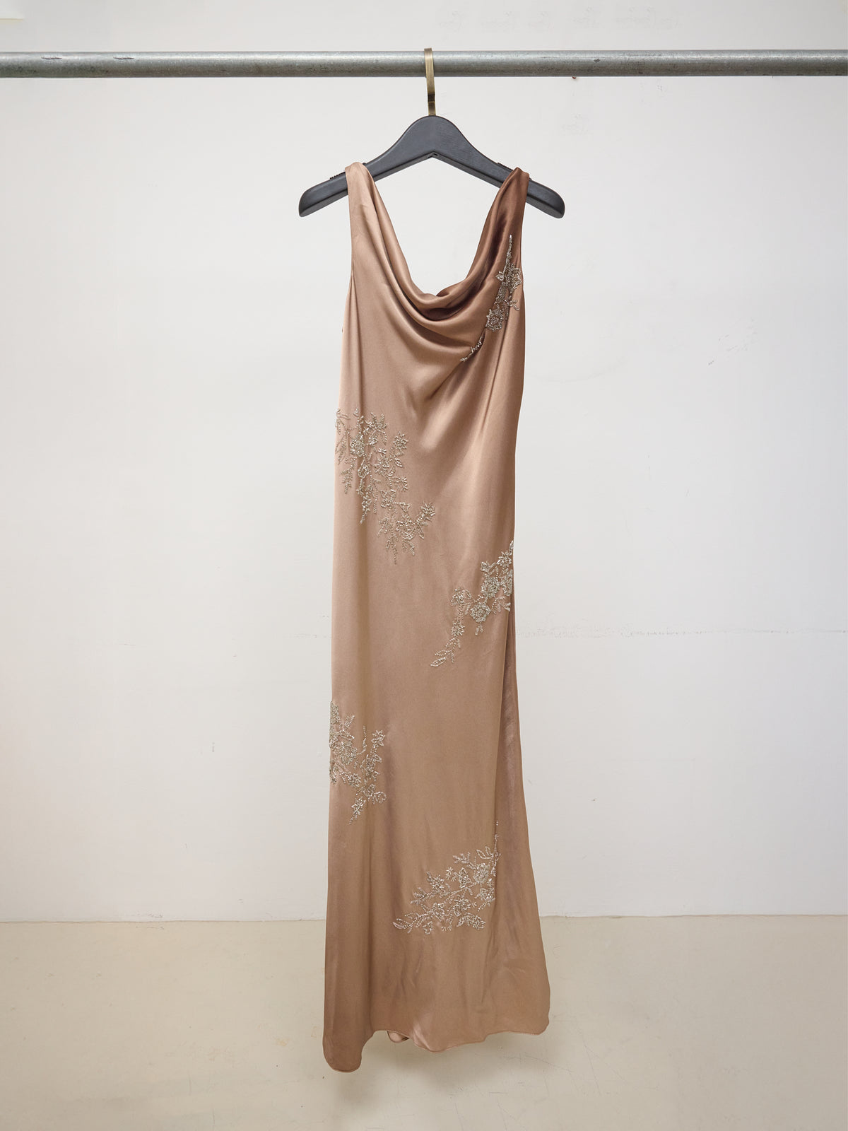 Bob Mackie BZar Taupe Beaded Evening Gown Dress w/ Shawl