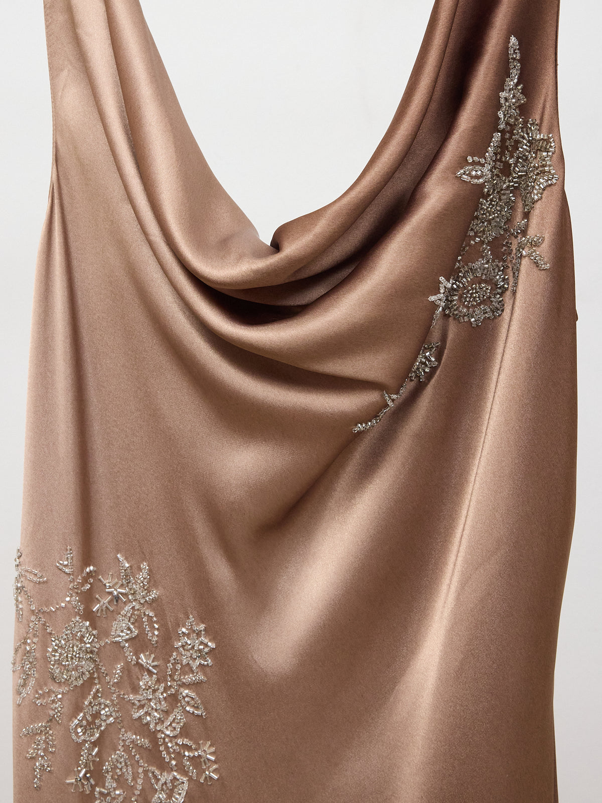 Bob Mackie BZar Taupe Beaded Evening Gown Dress w/ Shawl