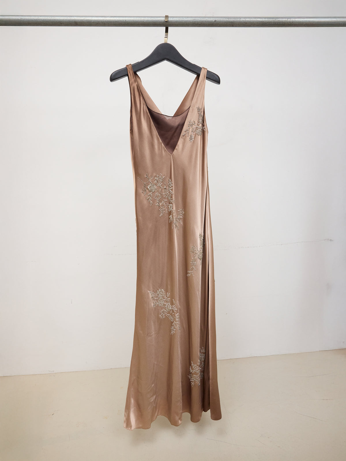 Bob Mackie BZar Taupe Beaded Evening Gown Dress w/ Shawl