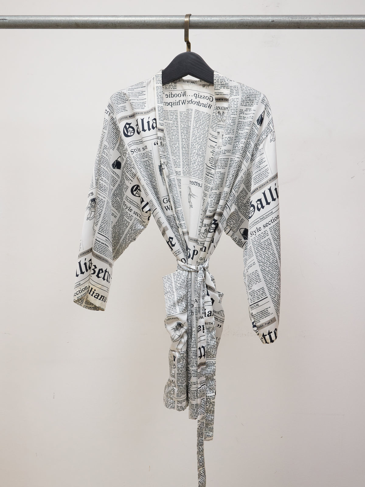 John Galliano News Paper Print Robe Mini Dress