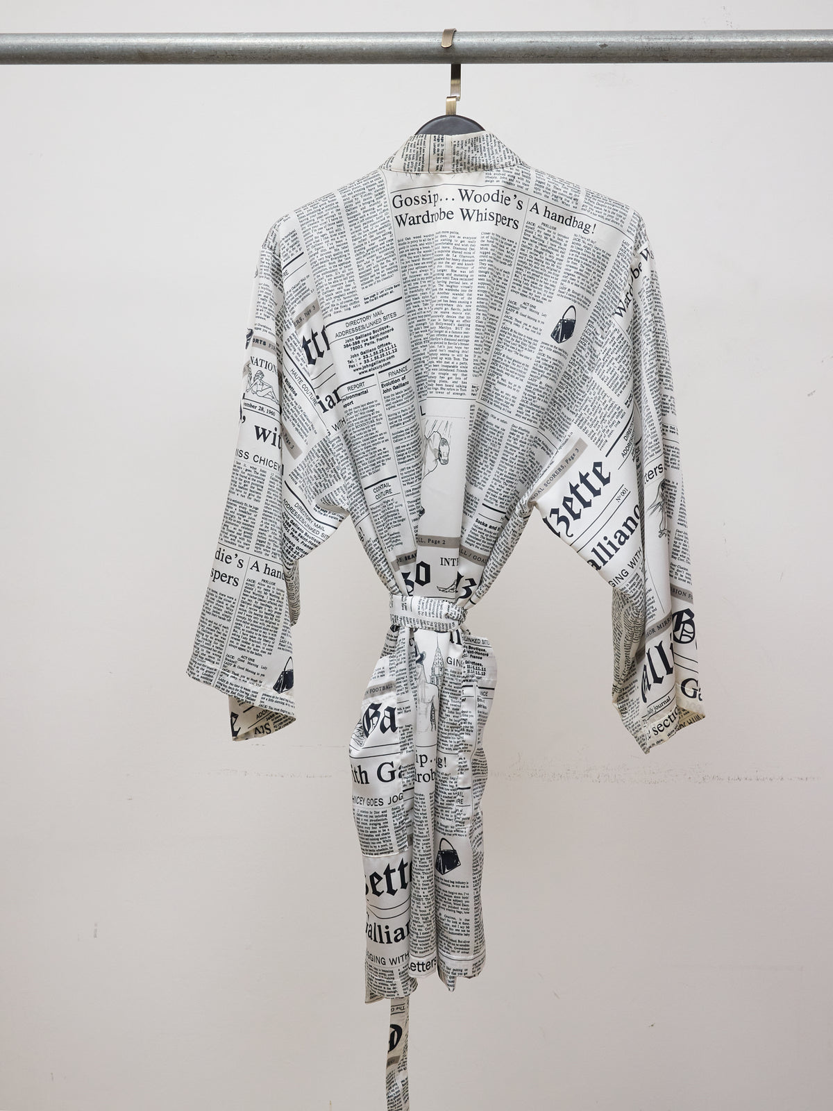 John Galliano News Paper Print Robe Mini Dress
