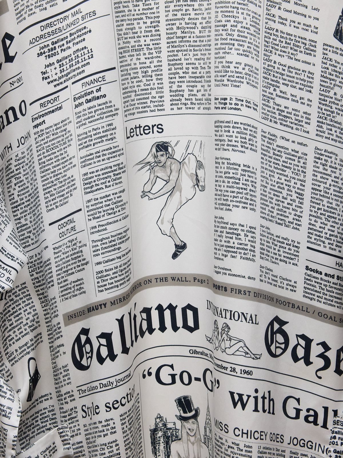 John Galliano News Paper Print Robe Mini Dress
