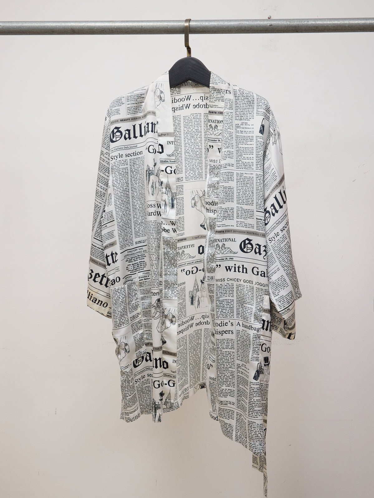 John Galliano News Paper Print Robe Mini Dress