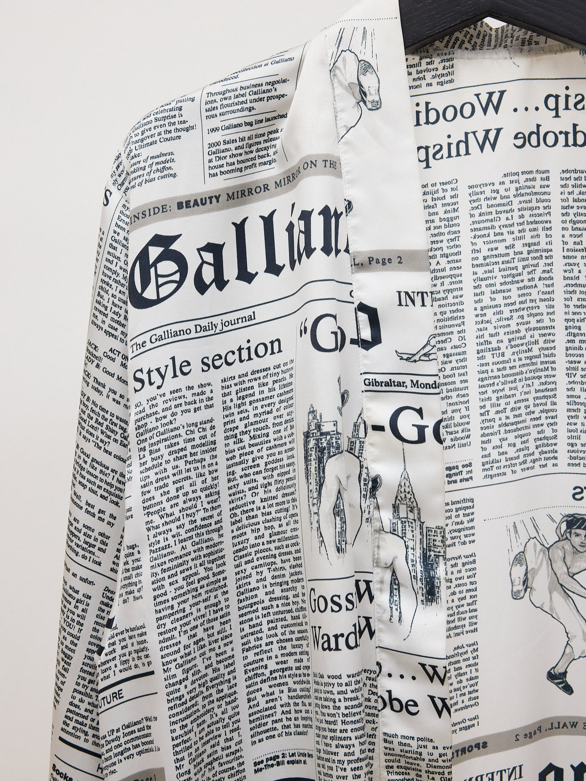 John Galliano News Paper Print Robe Mini Dress