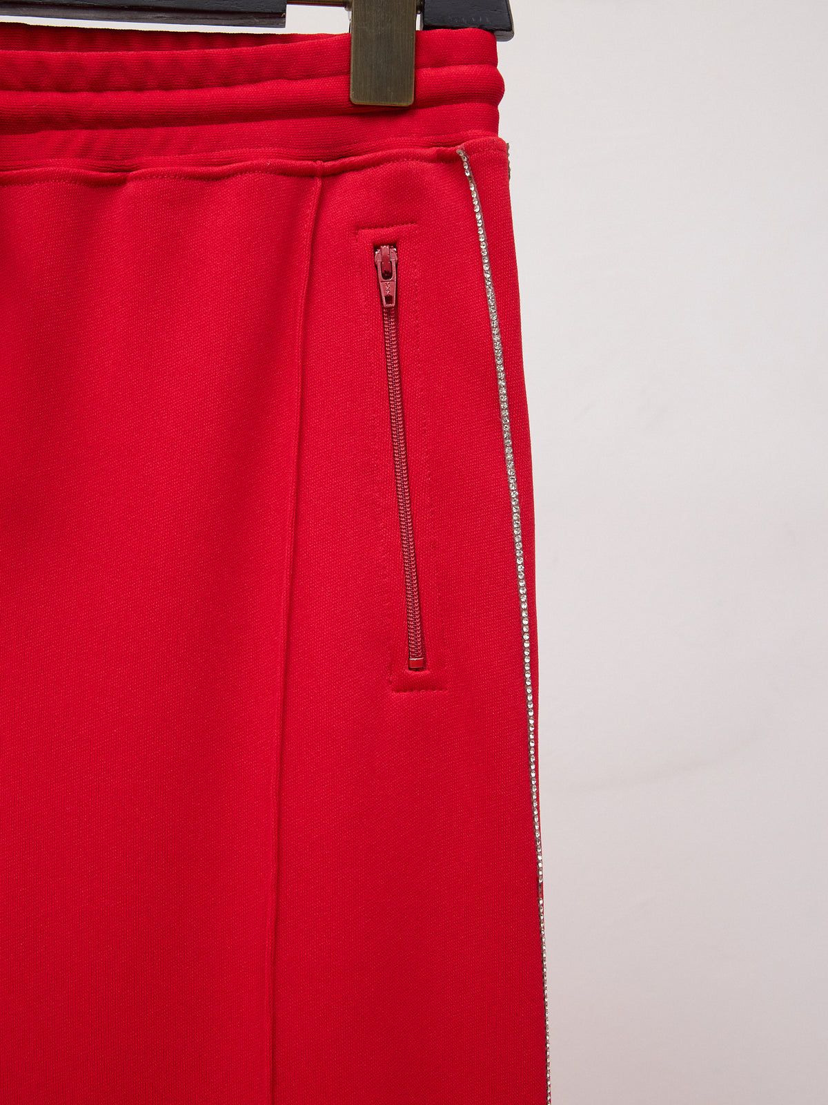 Area Crystal Embellished Sweatpants in Red