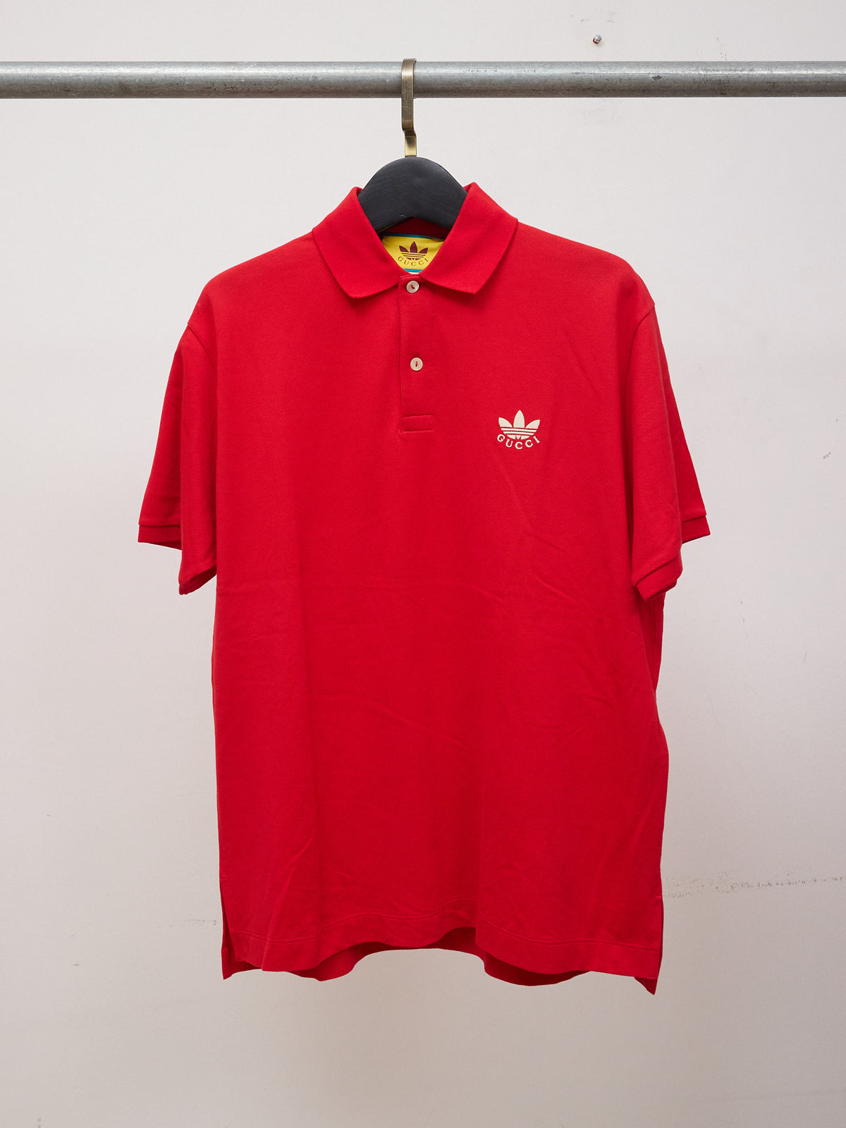 Gucci x Adidas Piquet Short Sleeve Red Polo Shirt