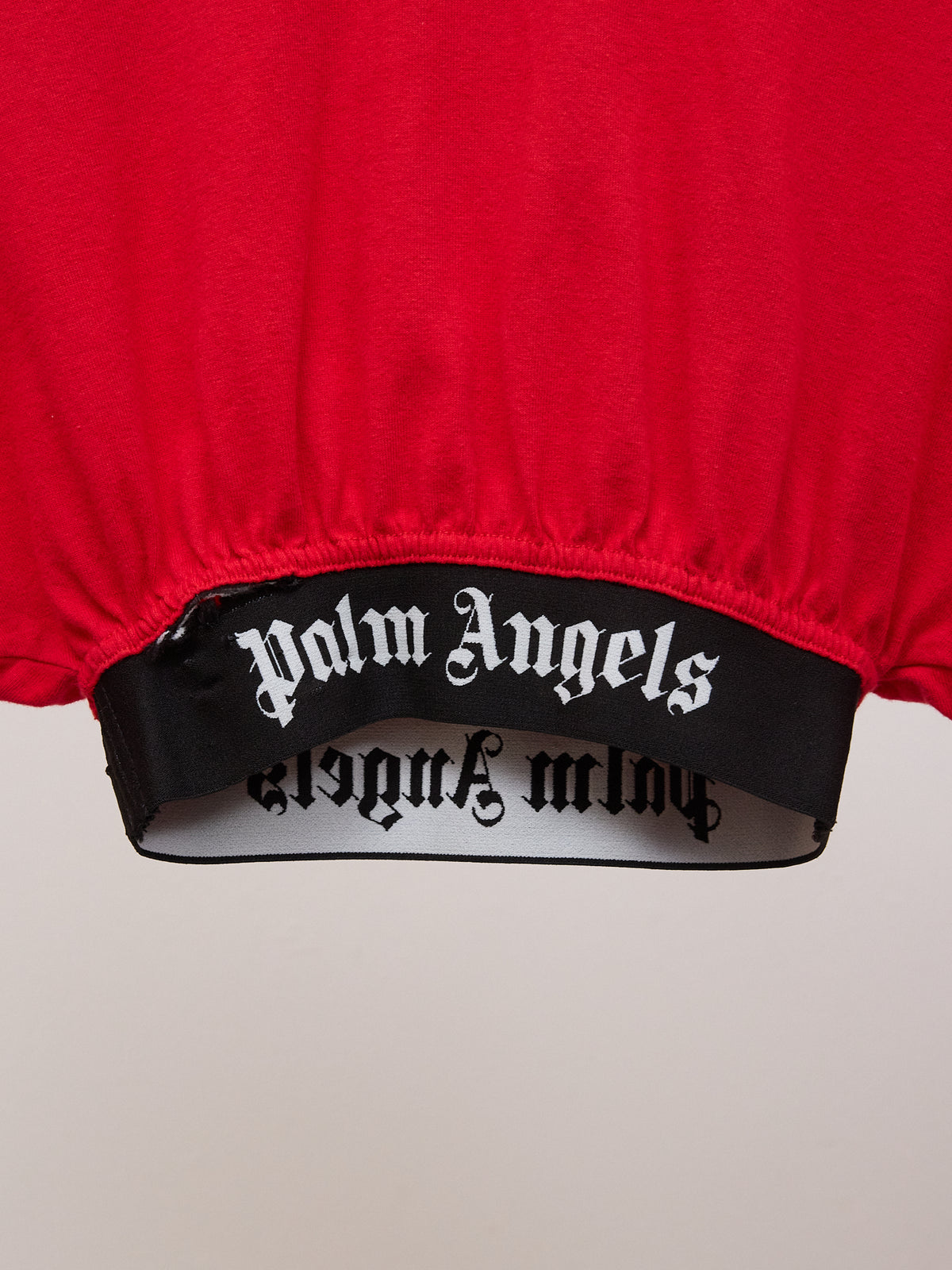 Palm Angels Boxer Crop Top with Logo Band in Red