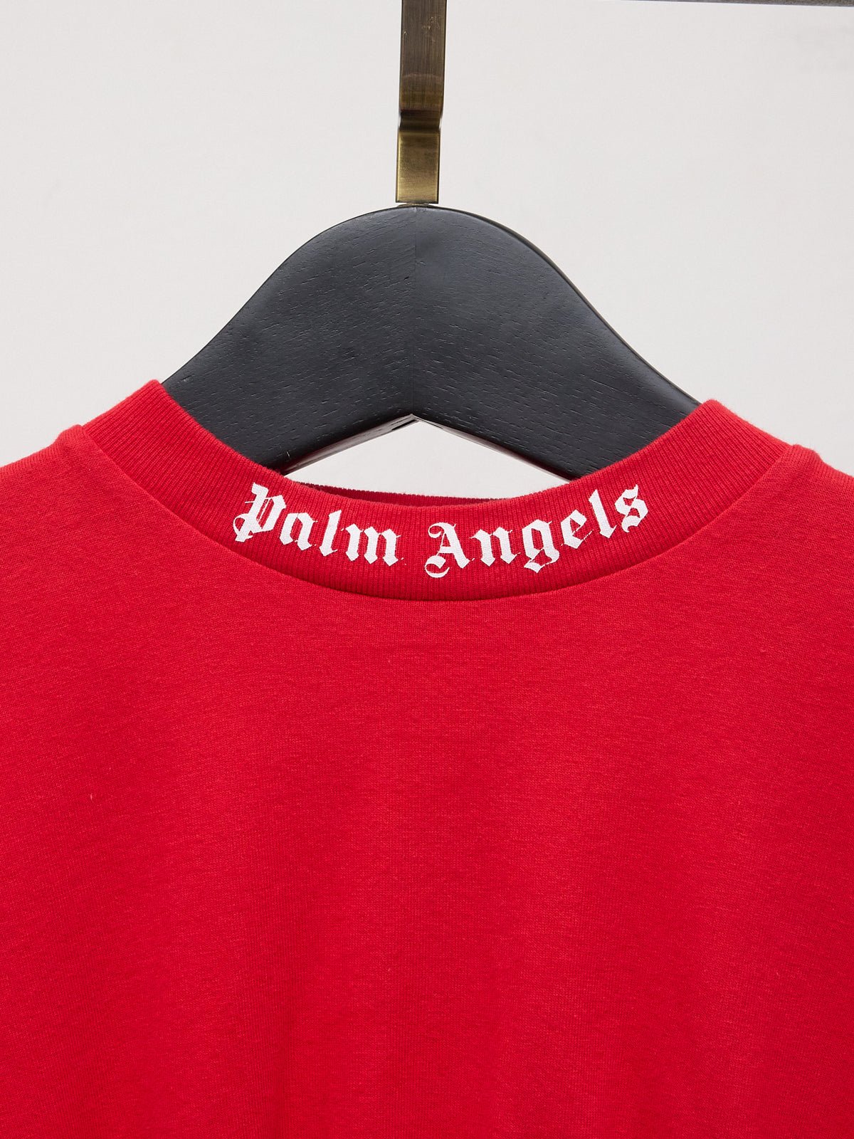 Palm Angels Boxer Crop Top with Logo Band in Red