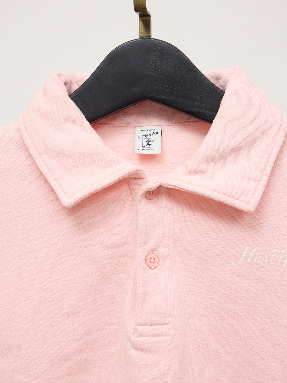 Sporty & Rich Rizzoli Cropped Cotton Polo Sweatshirt in Pink
