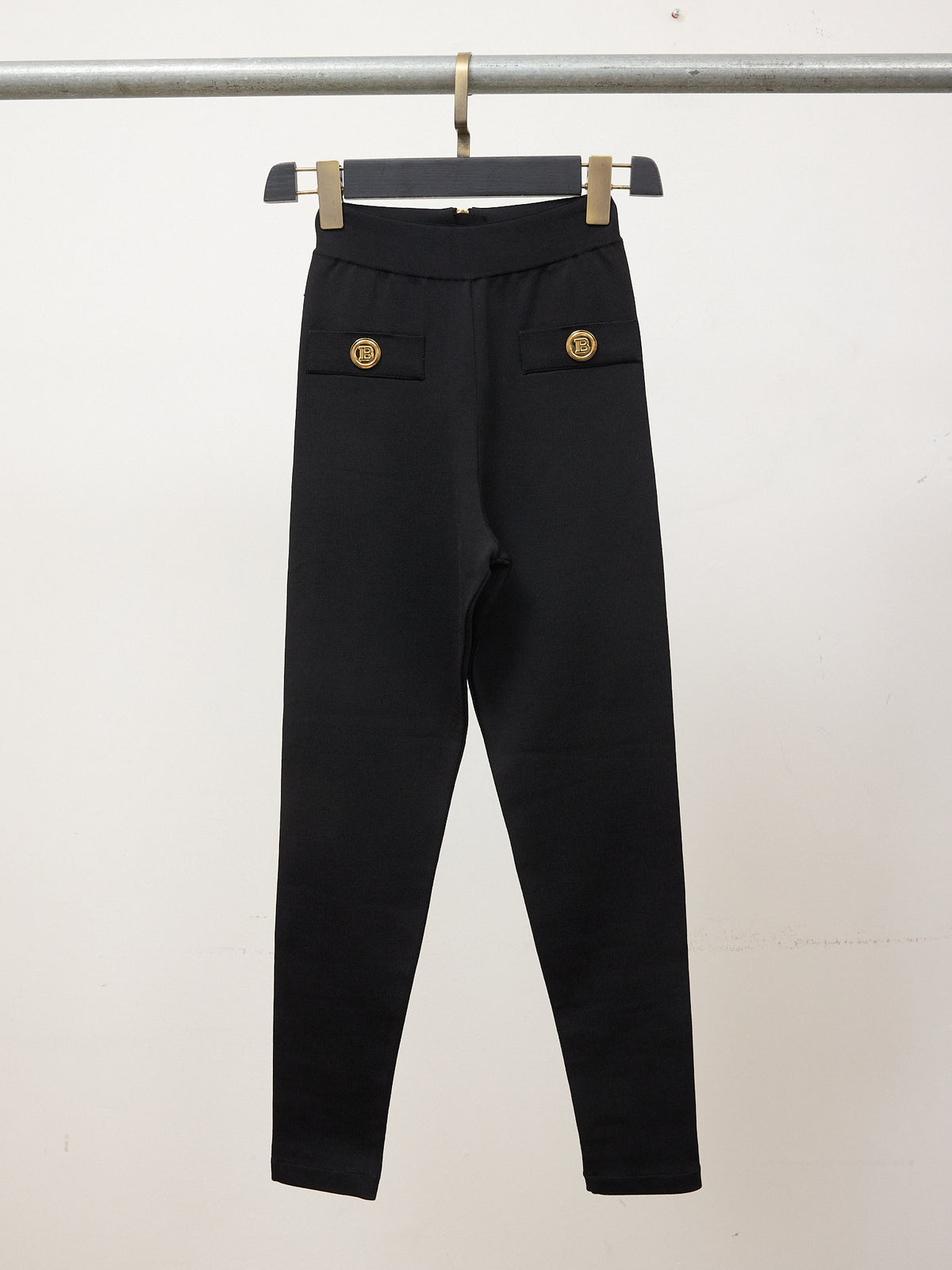 Balmain Gold Button Leggings in Black