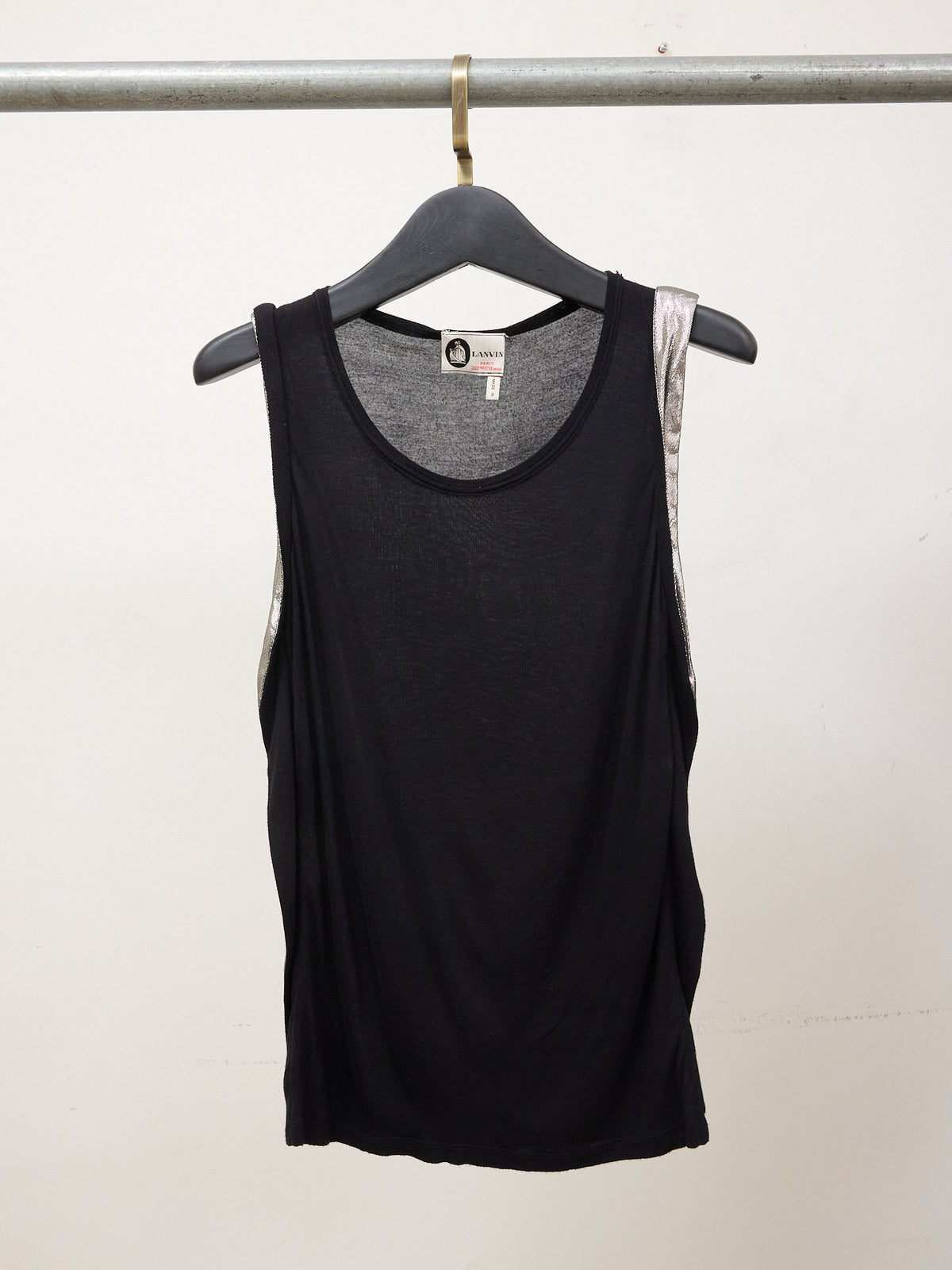 Vintage Lanvin Tank Top in Black with Silver Details