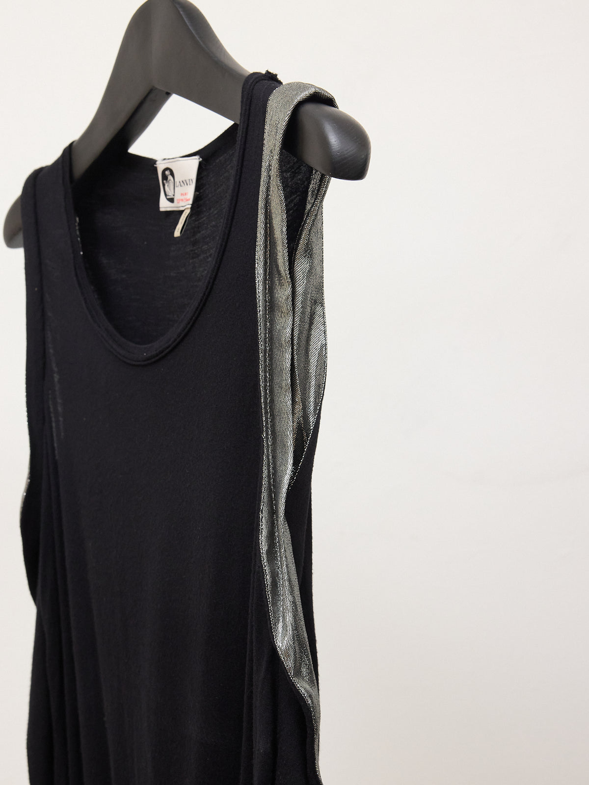 Vintage Lanvin Tank Top in Black with Silver Details