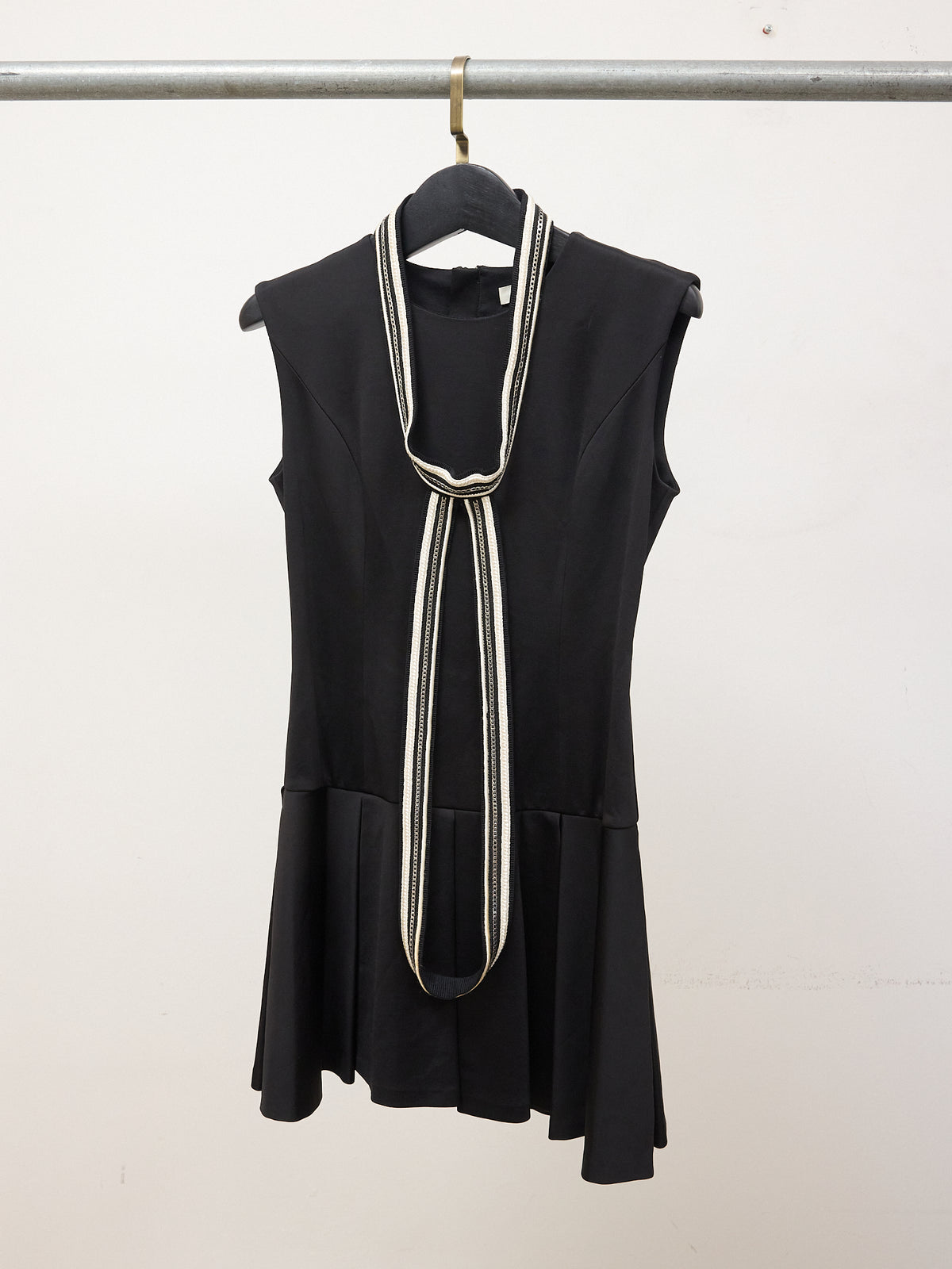 Pierre Balmain Sleeveless Short Dress in Black with Embellished Waistband
