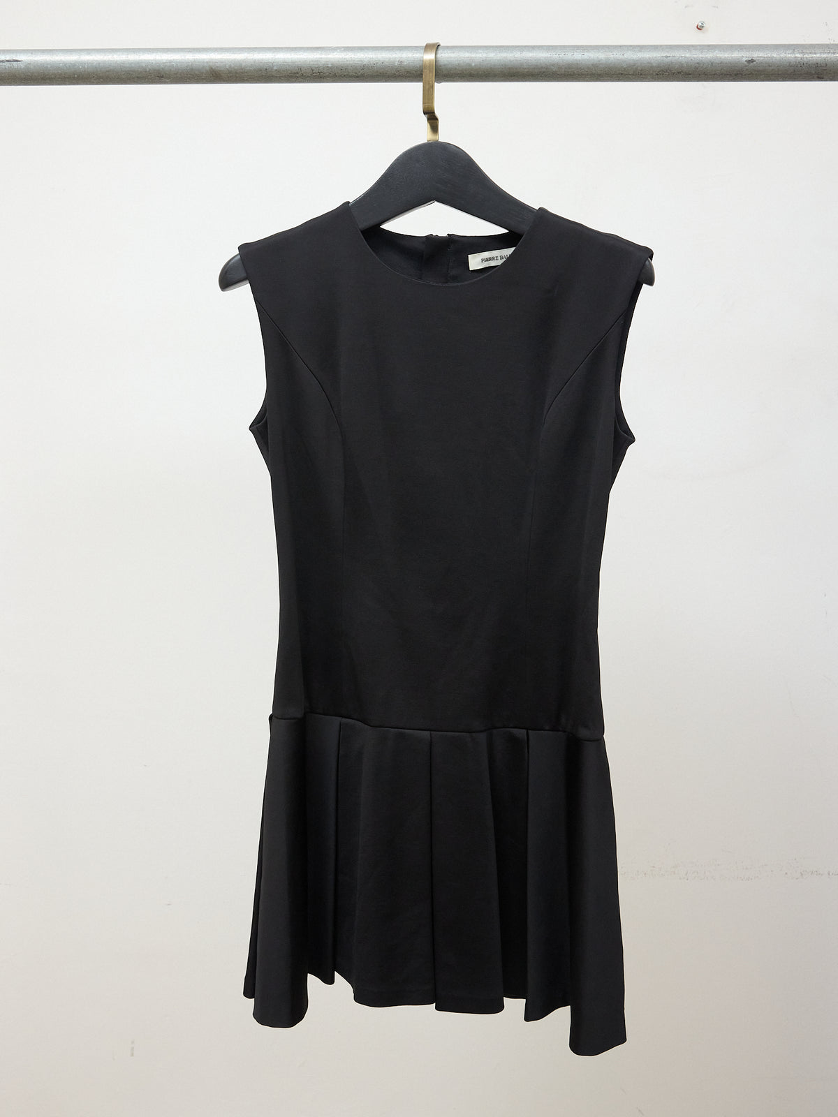 Pierre Balmain Sleeveless Short Dress in Black with Embellished Waistband