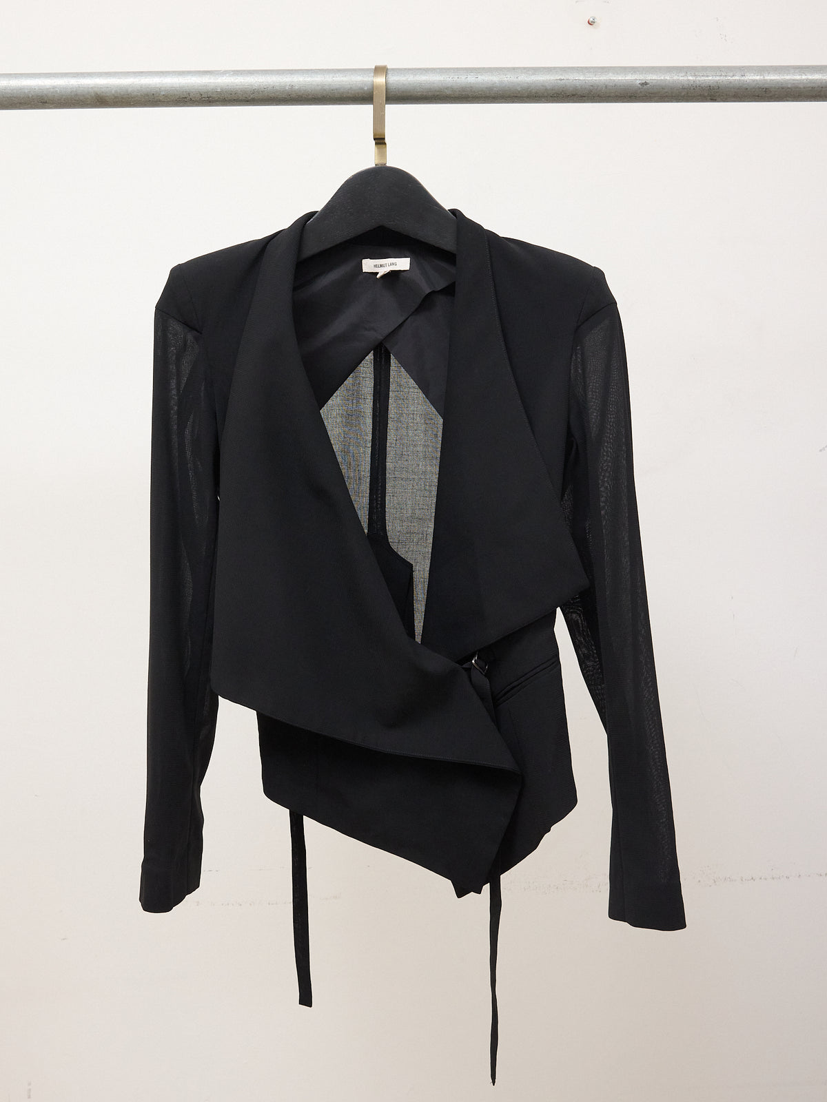 Helmut Lang Black Crepe Draped Lapel Jacket