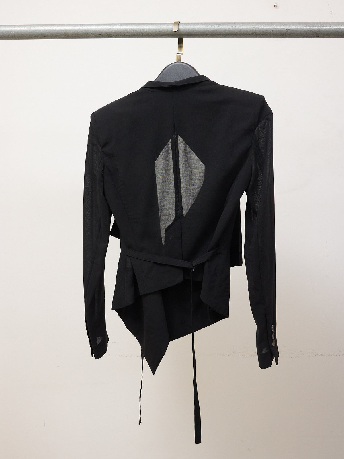 Helmut Lang Black Crepe Draped Lapel Jacket