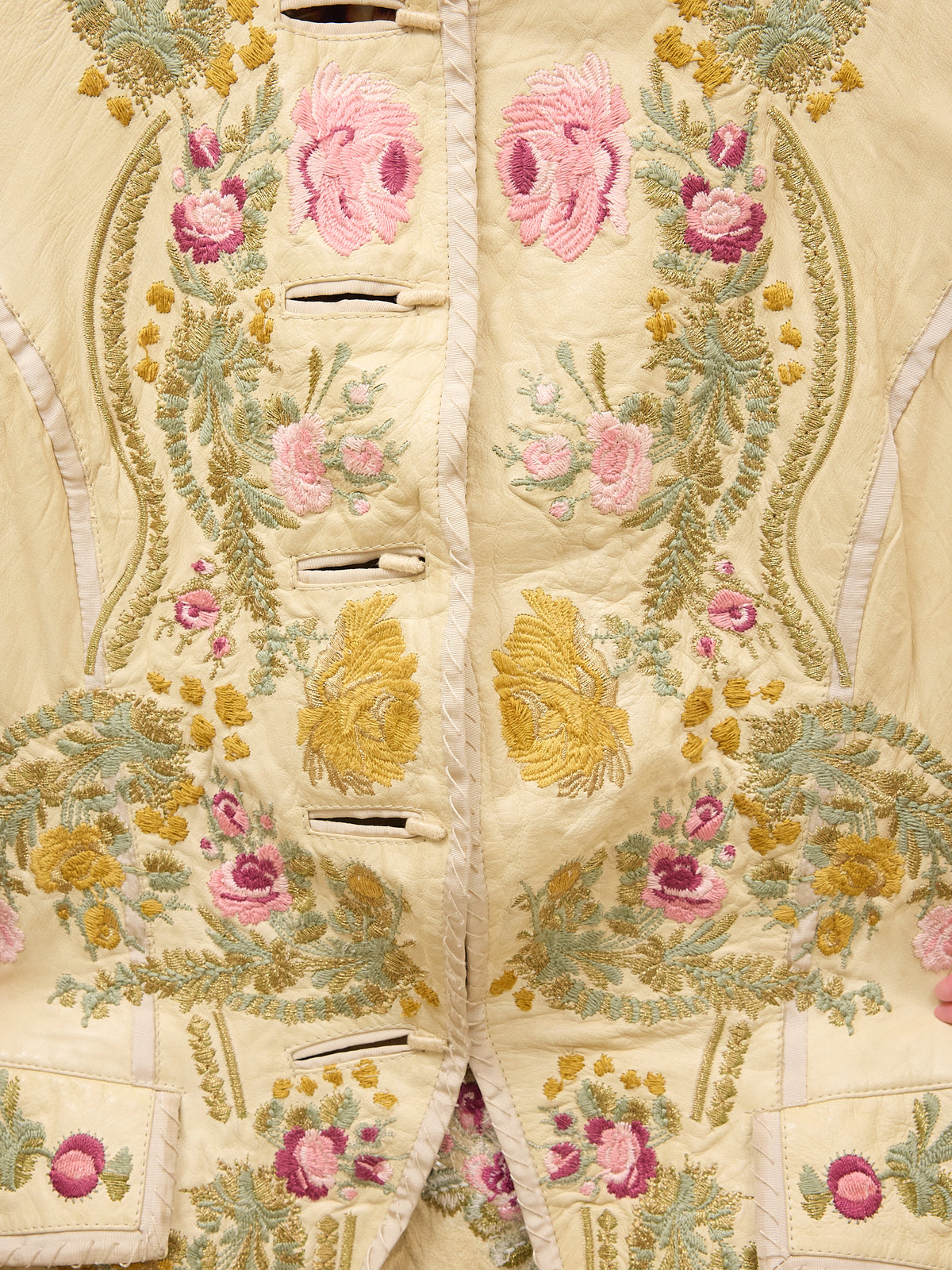 Roberto Cavalli S/S 2003 Vintage Runway Embroidered Floral Leather Jacket