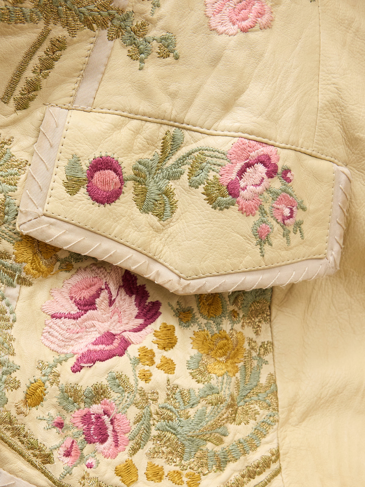 Roberto Cavalli S/S 2003 Vintage Runway Embroidered Floral Leather Jacket