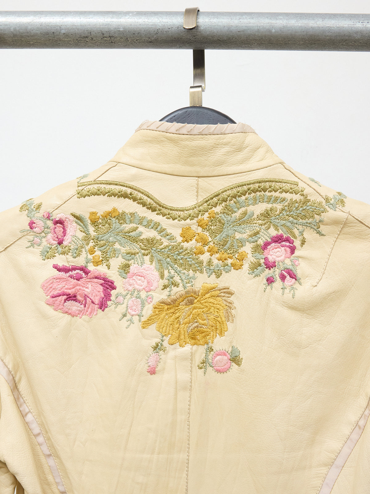 Roberto Cavalli S/S 2003 Vintage Runway Embroidered Floral Leather Jacket