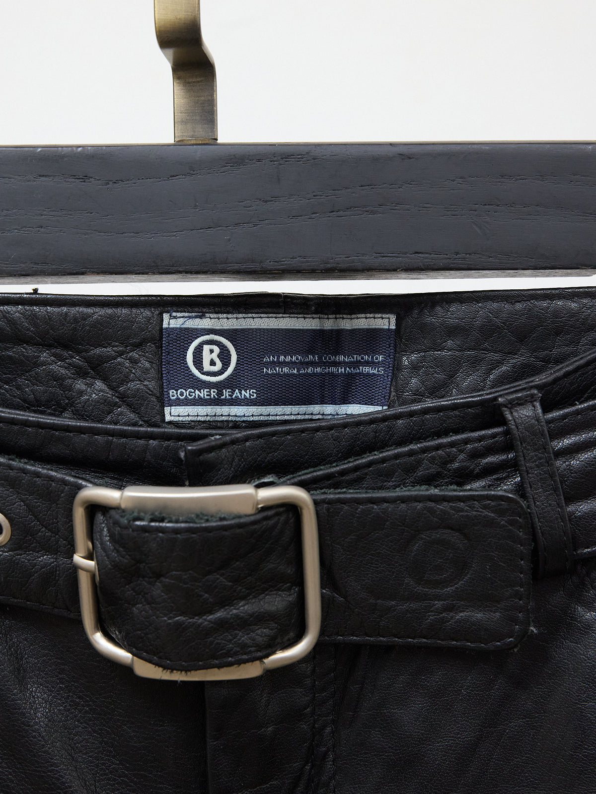 Bogner Black Leather Jeans with Belt