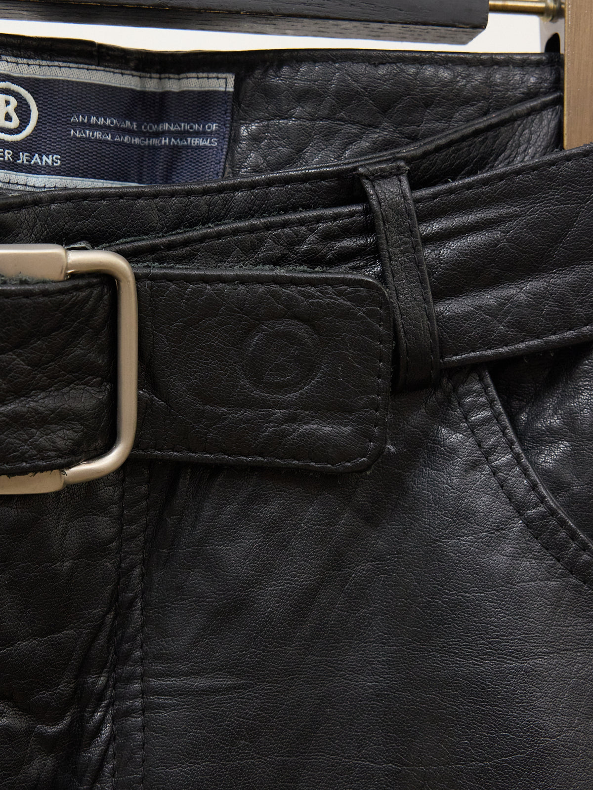 Bogner Black Leather Jeans with Belt