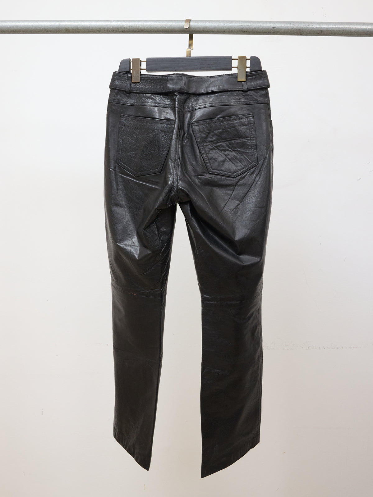 Bogner Black Leather Jeans with Belt