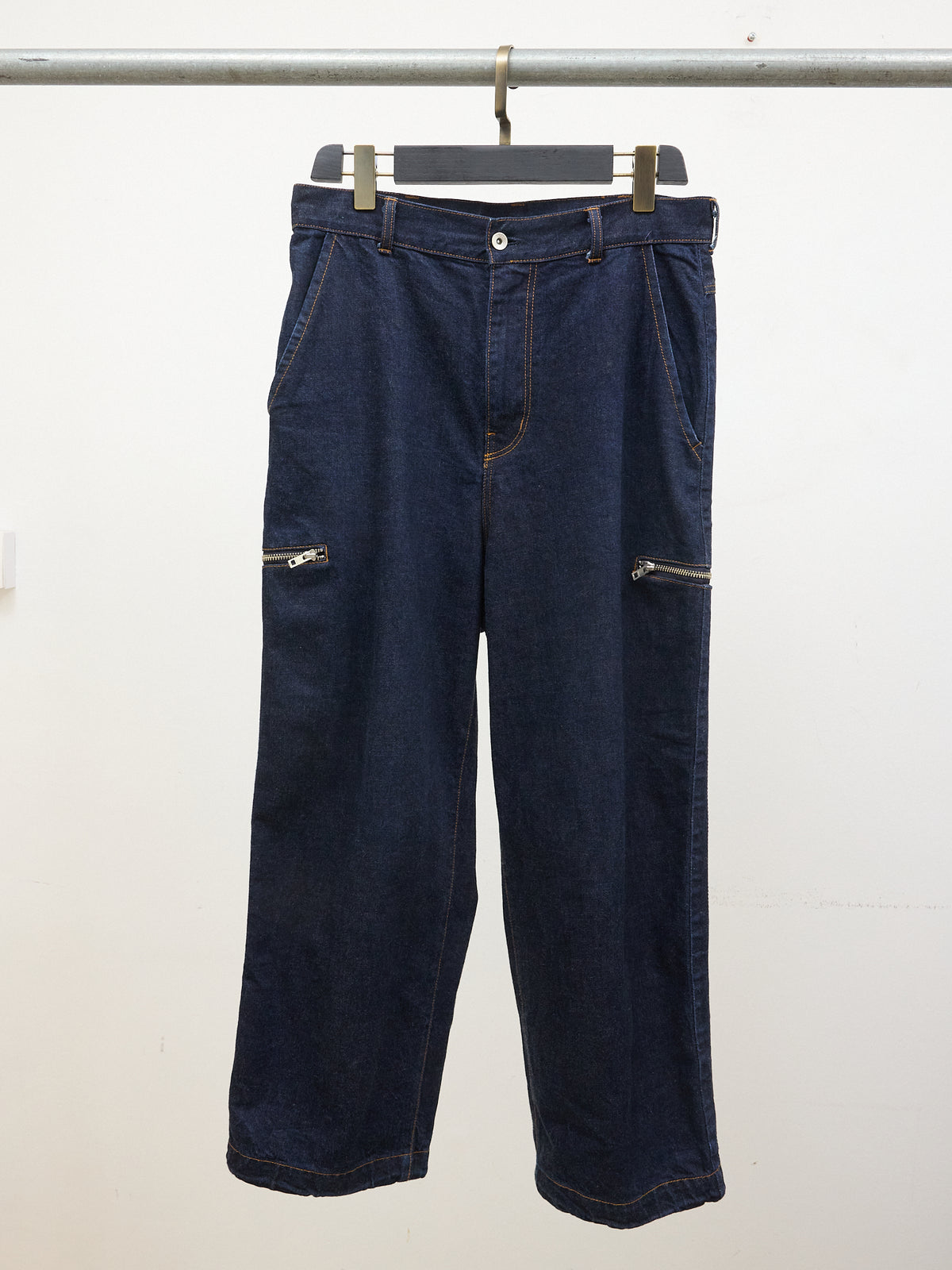 Sacai Wide-Leg Zipper Pants in Navy