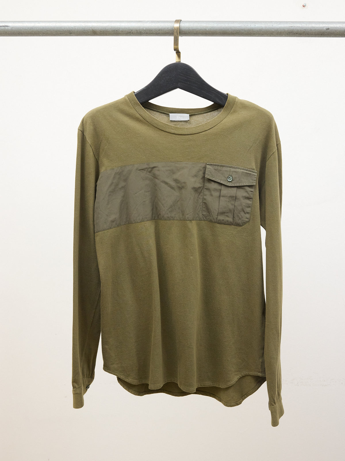 Dior Long-sleeve T-shirt with Pocket in Army Green