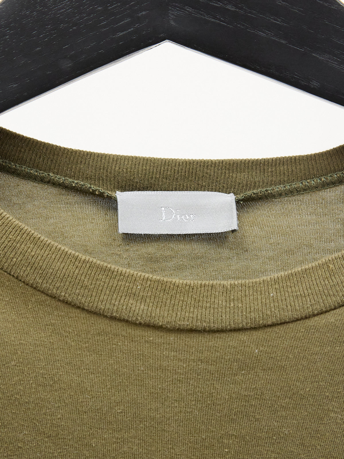 Dior Long-sleeve T-shirt with Pocket in Army Green