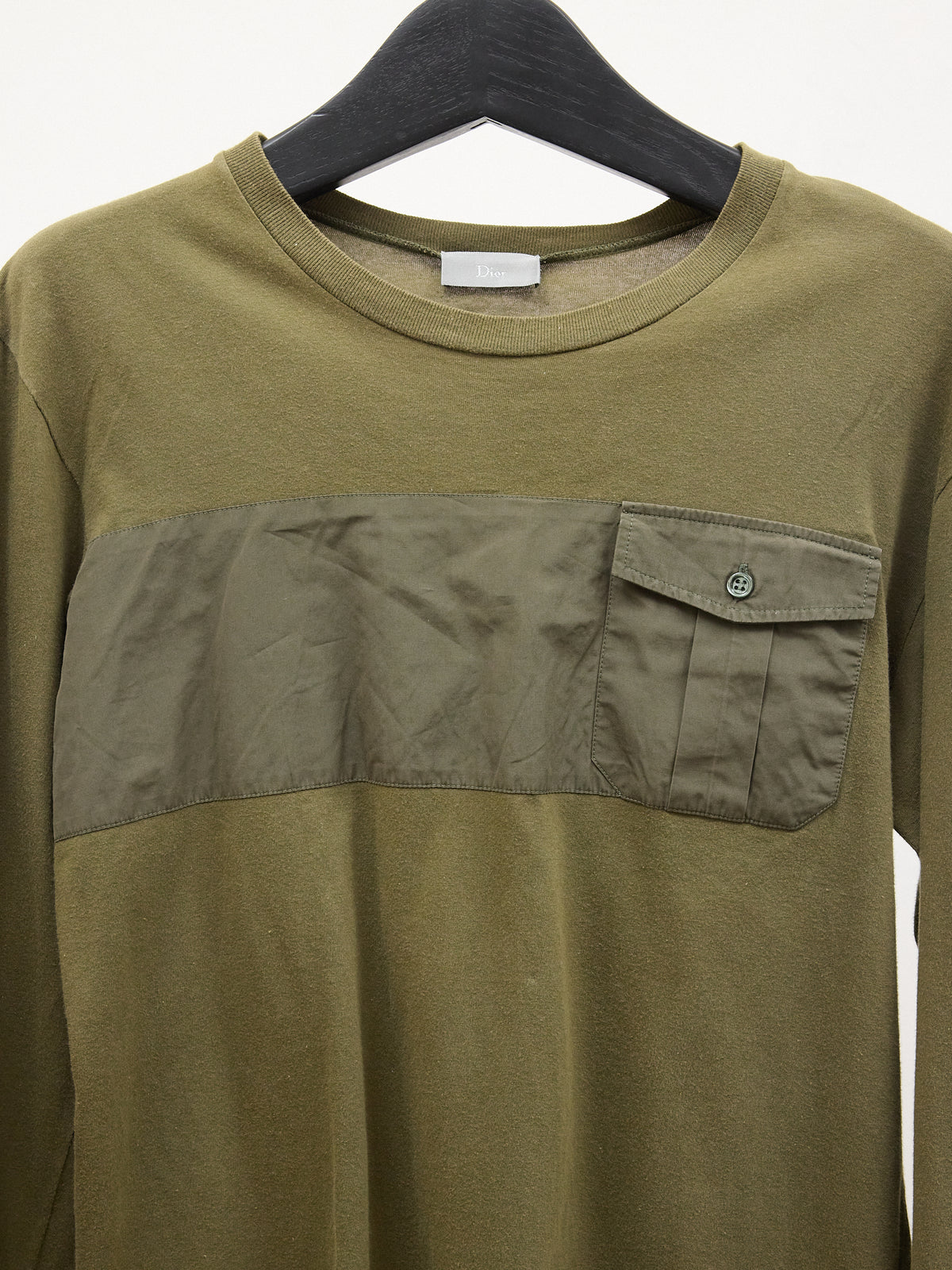 Dior Long-sleeve T-shirt with Pocket in Army Green