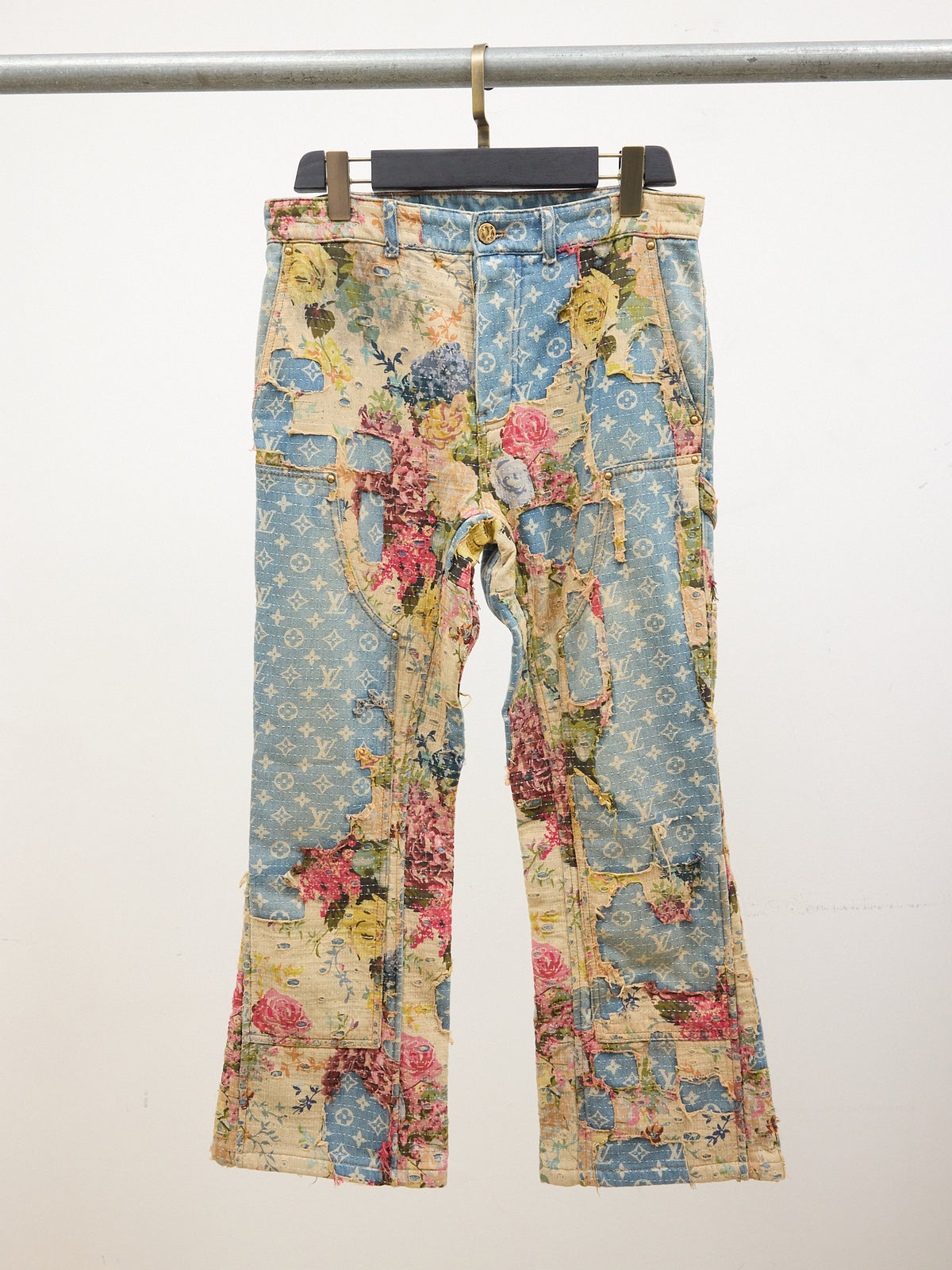 Louis Vuitton Floral Distressed Monogram Denim Jeans