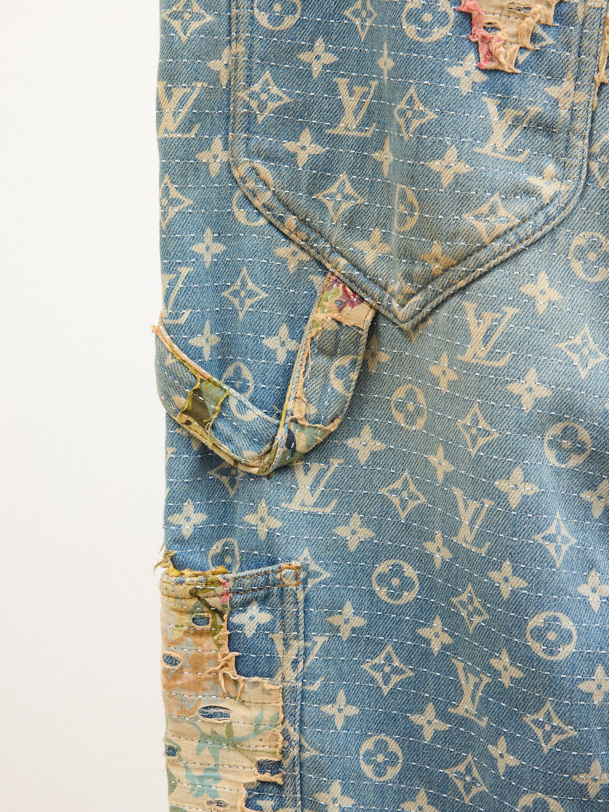 Louis Vuitton Floral Distressed Monogram Denim Jeans