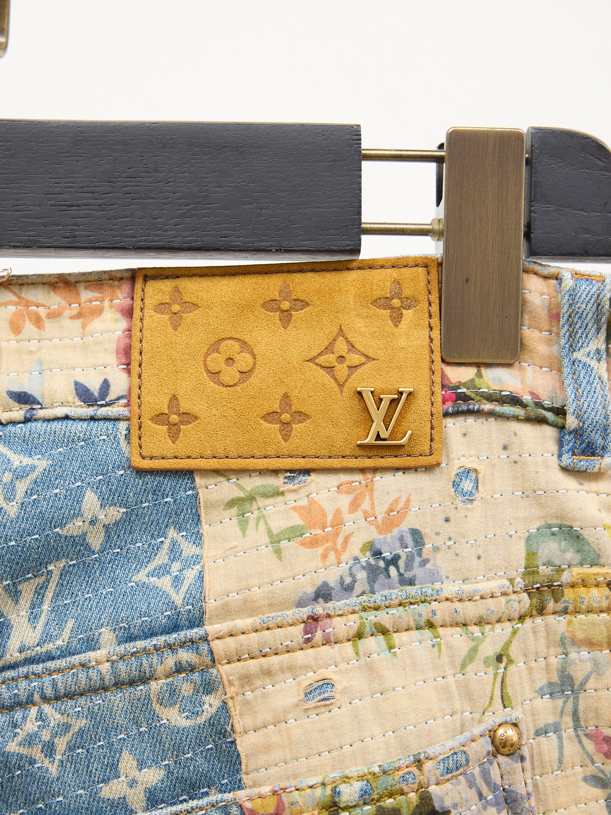 Louis Vuitton Floral Distressed Monogram Denim Jeans