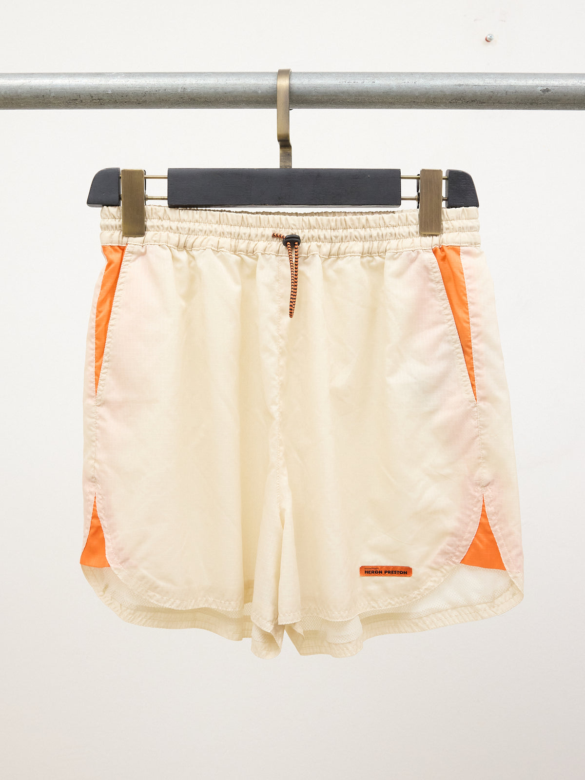Heron Preston Nylon Shorts in Beige/Orange