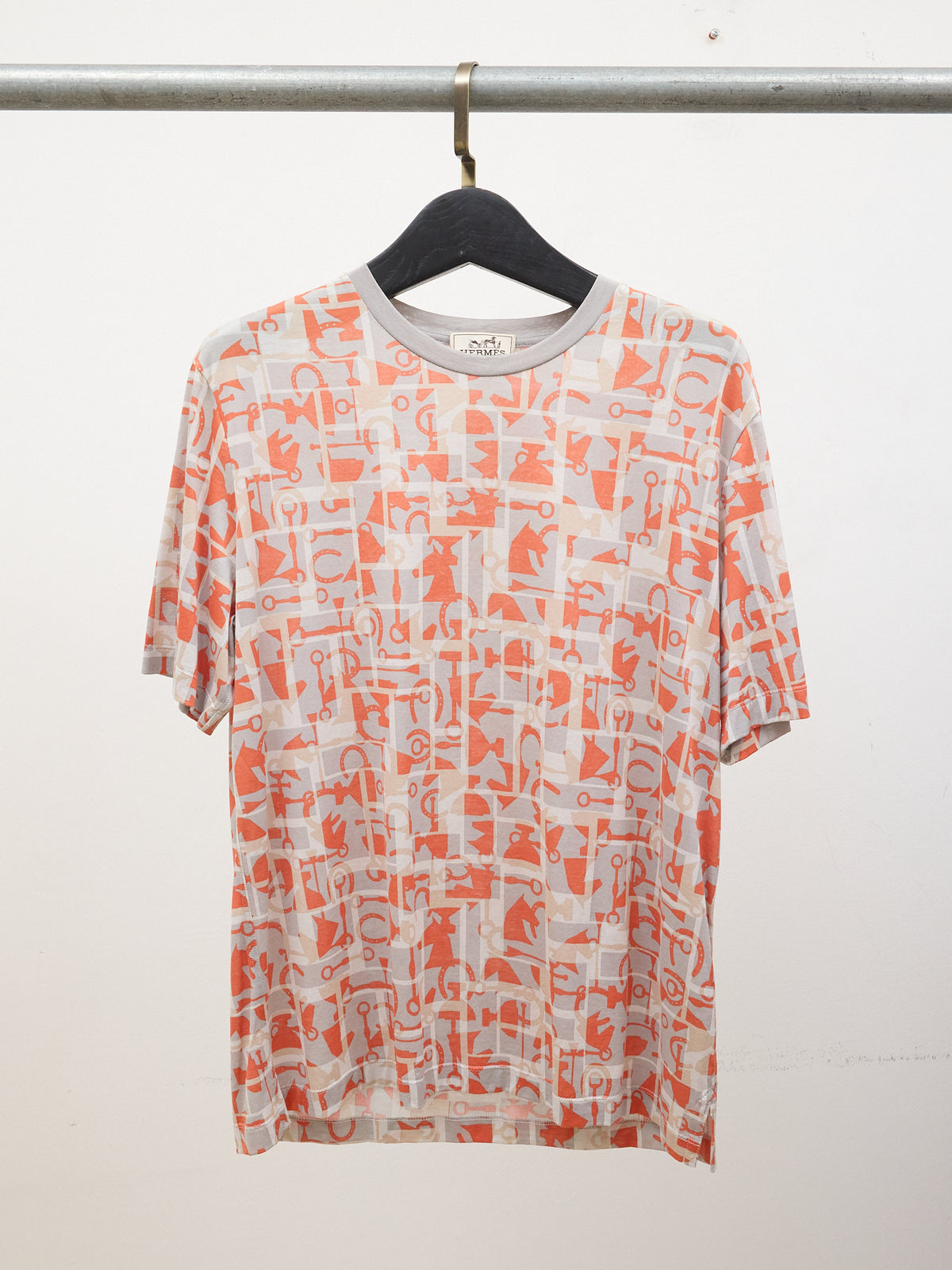Hermes Sheer Horse Tee in Grey/Orange